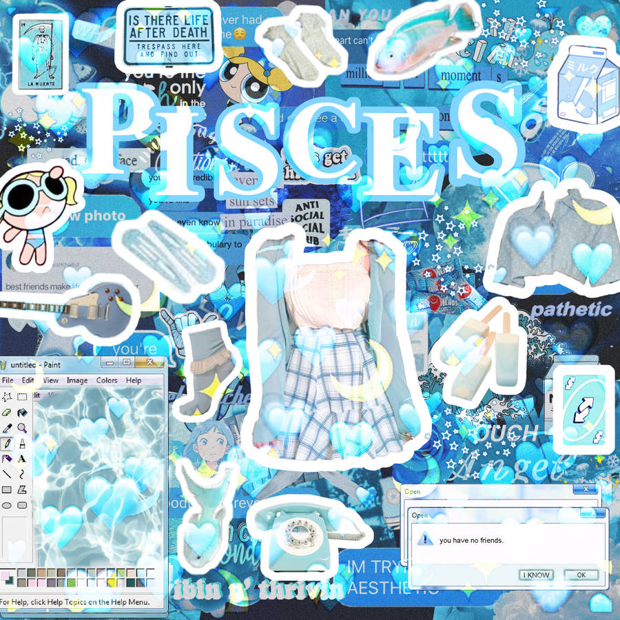 Download Blue Pisces Aesthetic Collage Wallpaper