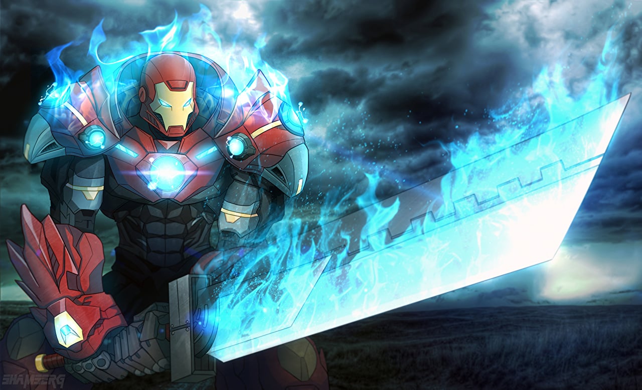 Picture Swords Iron Man hero Warriors Fantasy