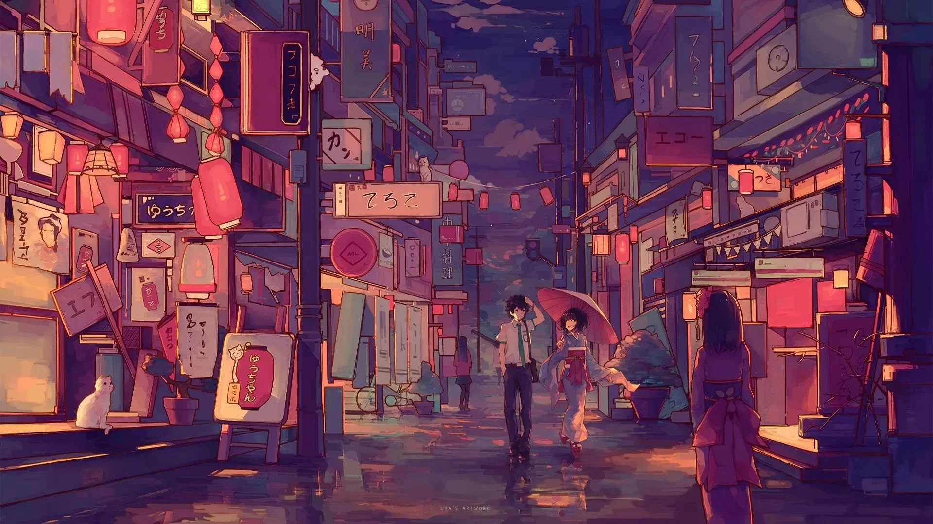 wallpaper for desktop, laptop  bl92-art-anime-japan-street-cute