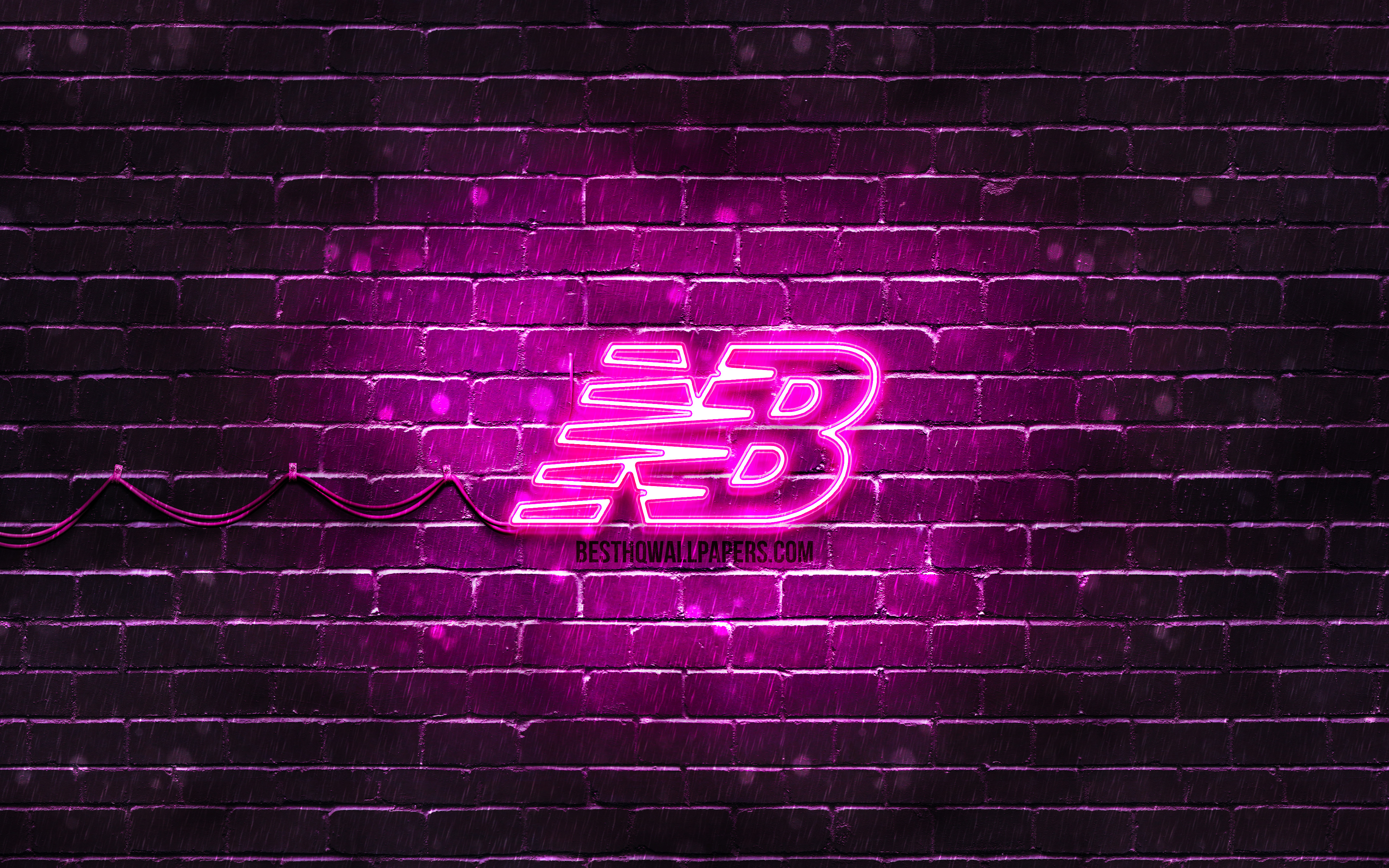 Download wallpaper New Balance purple logo, 4k, purple brickwall, New Balance logo, brands, New Balance neon logo, New Balance for desktop with resolution 3840x2400. High Quality HD picture wallpaper