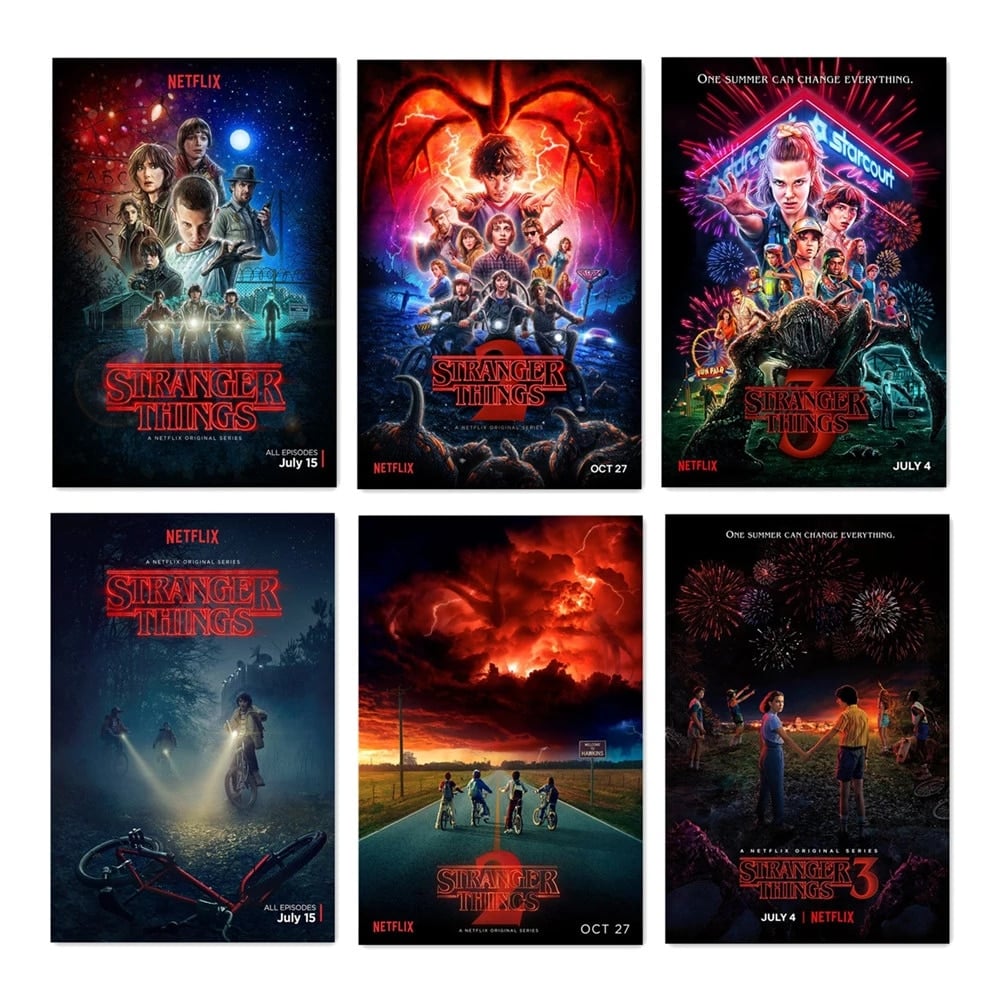 Stranger Things Posters Season 3 2 1 4 Vintage Tv Movie Prints Living Stickers Bedroom Decor 40x60 50x75cm Silk Canvas Wall Art & Calligraphy