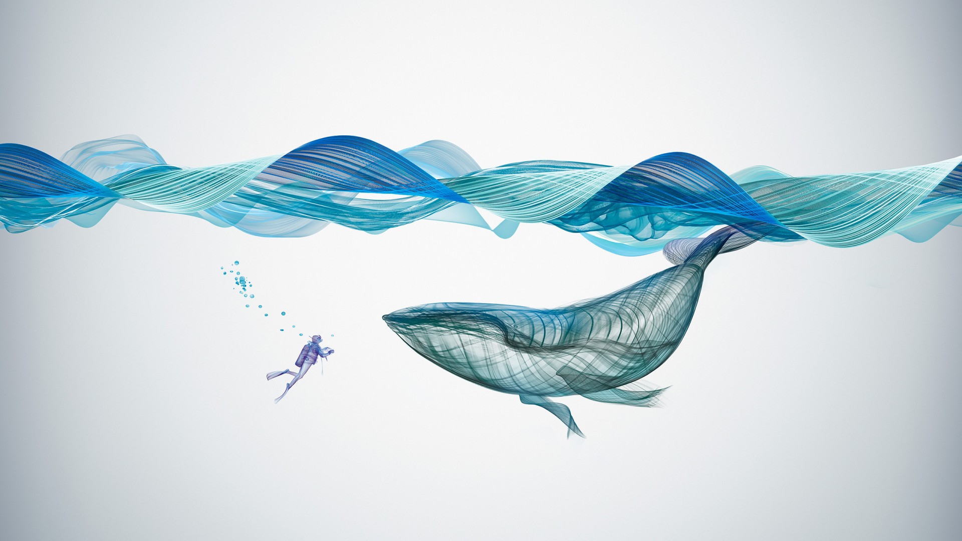 Underwater Whale Illustration Wallpaper