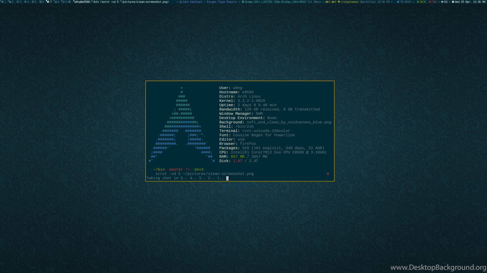 DWM On Archlinux: Solarized (Clean) By W0ng Desktop Background