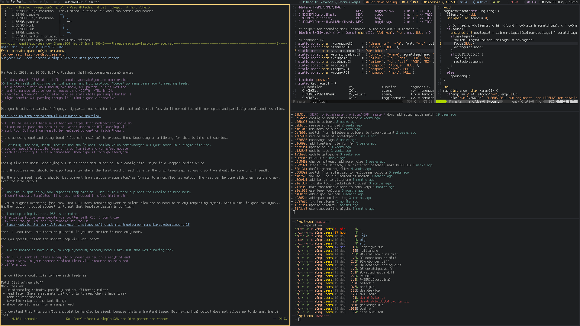 dwm window manager. suckless.org software that sucks less