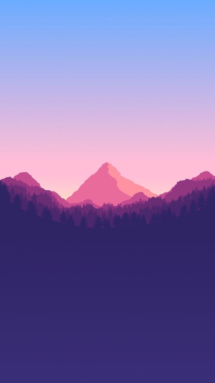 Mountain Sunset Vector Art Minimal HD iPhone SE Wallpaper Download