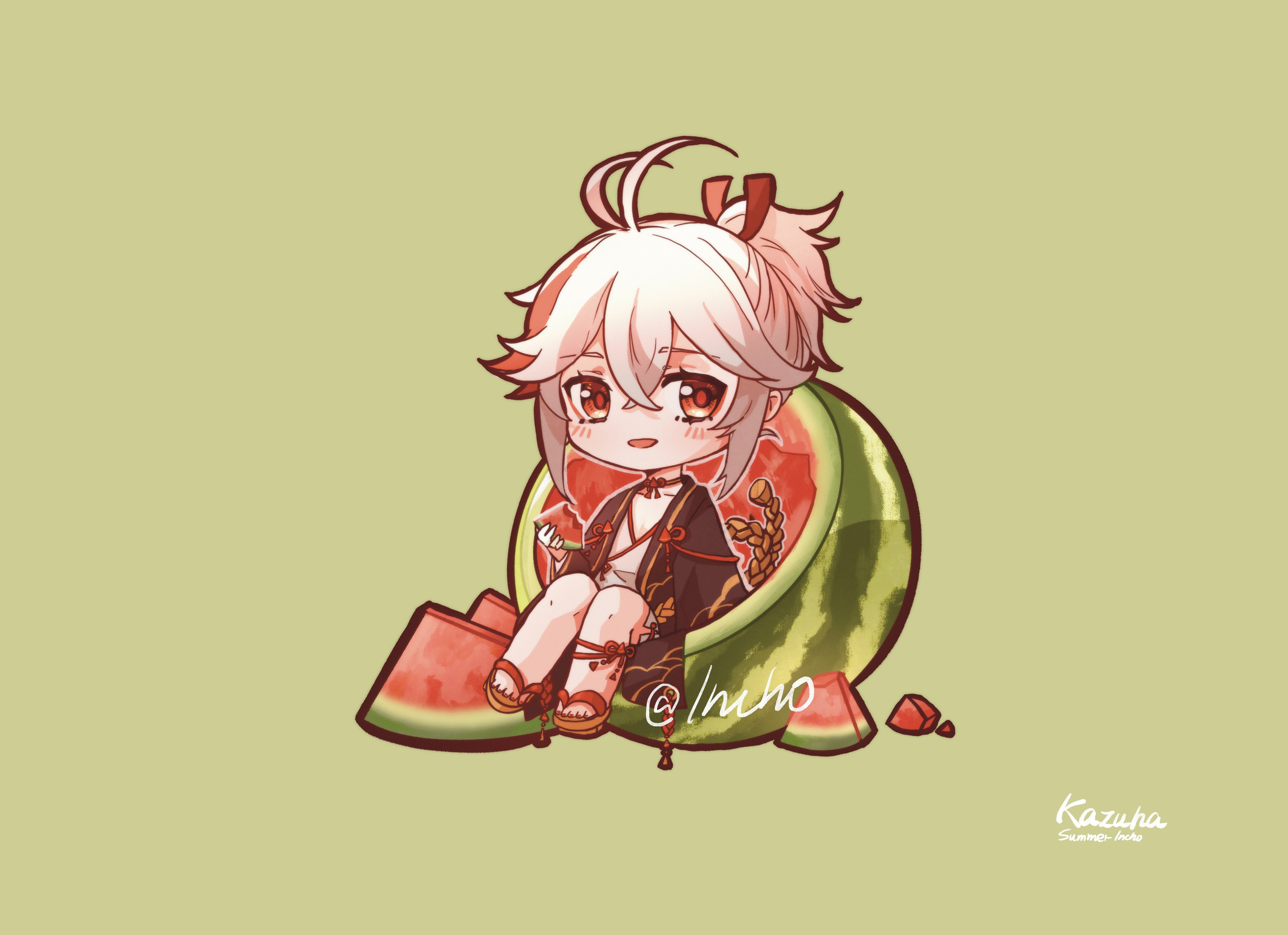 Crop Kaedehara Kazuha Wallpaper for Free, Genshin Impact, Chibi, Anime Games, Games, Pink Hair, Cute HD Background