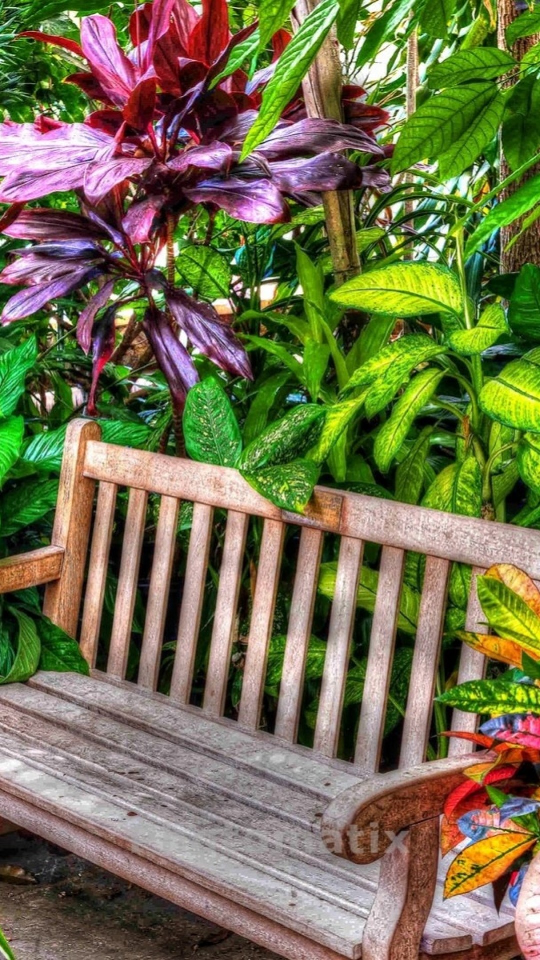 Beautiful Garden Bench HD Wallpaper iPhone 6 / 6S Plus