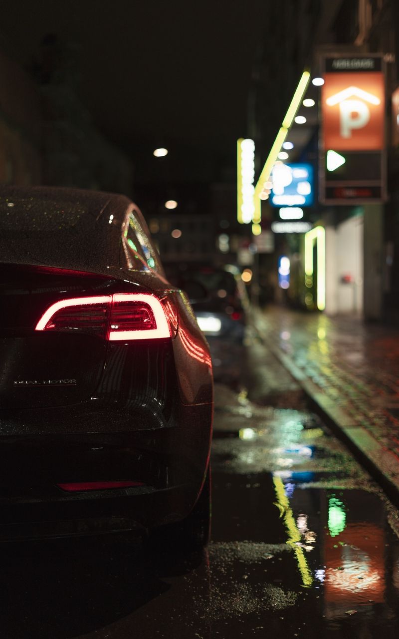 Wallpaper car black night street lights. Car wallpaper, Tesla, HD wallpaper