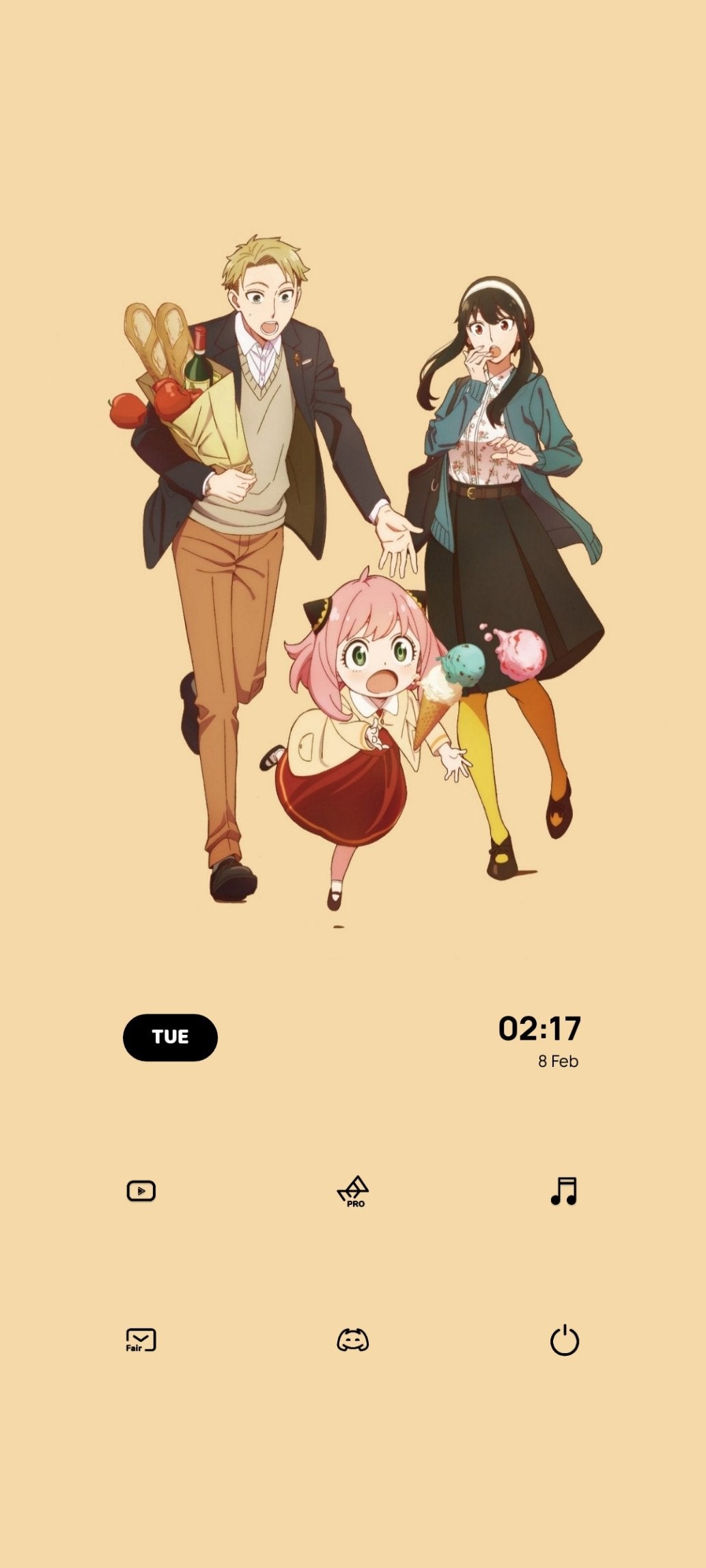 My SPY x FAMILY themed homescreen of my phone