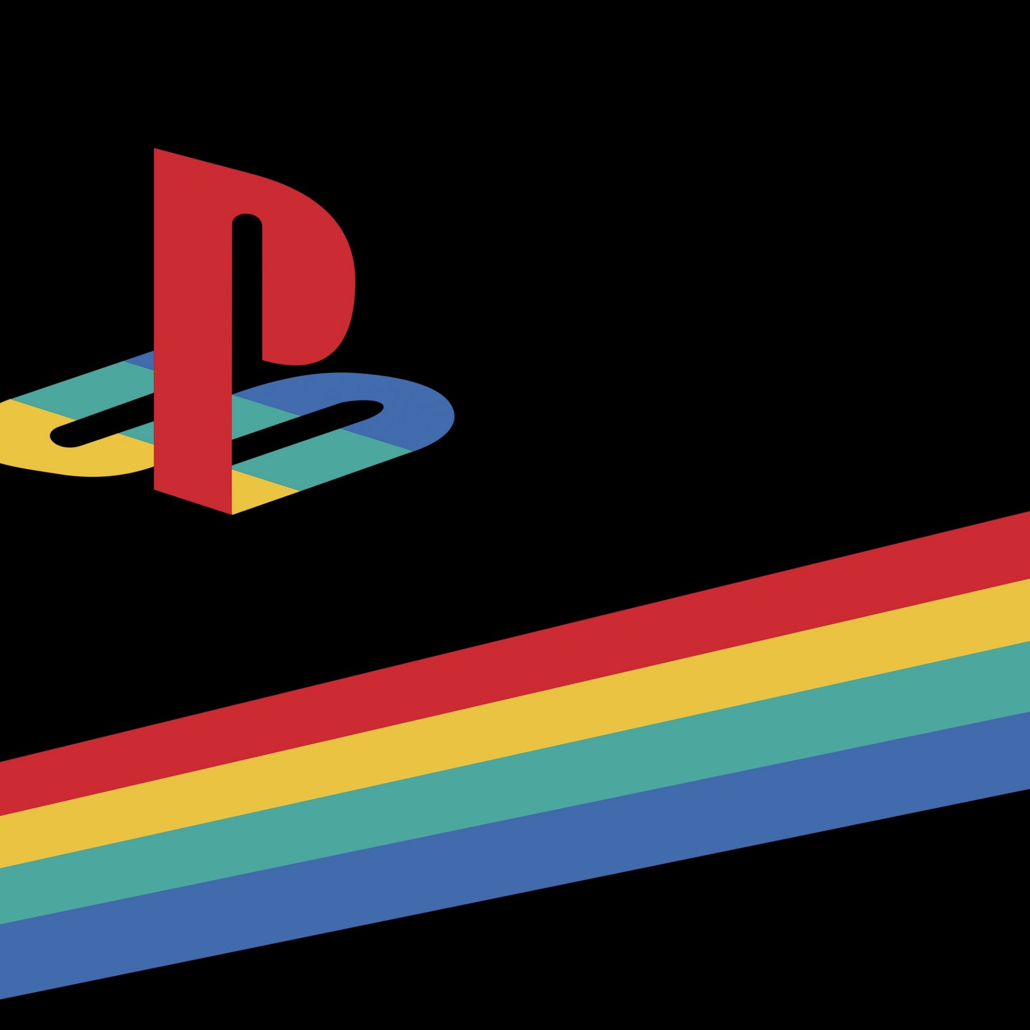 PlayStation Wallpaper 4K, Retro, Logo, AMOLED, Minimal, Colorful, Ribbon, Technology