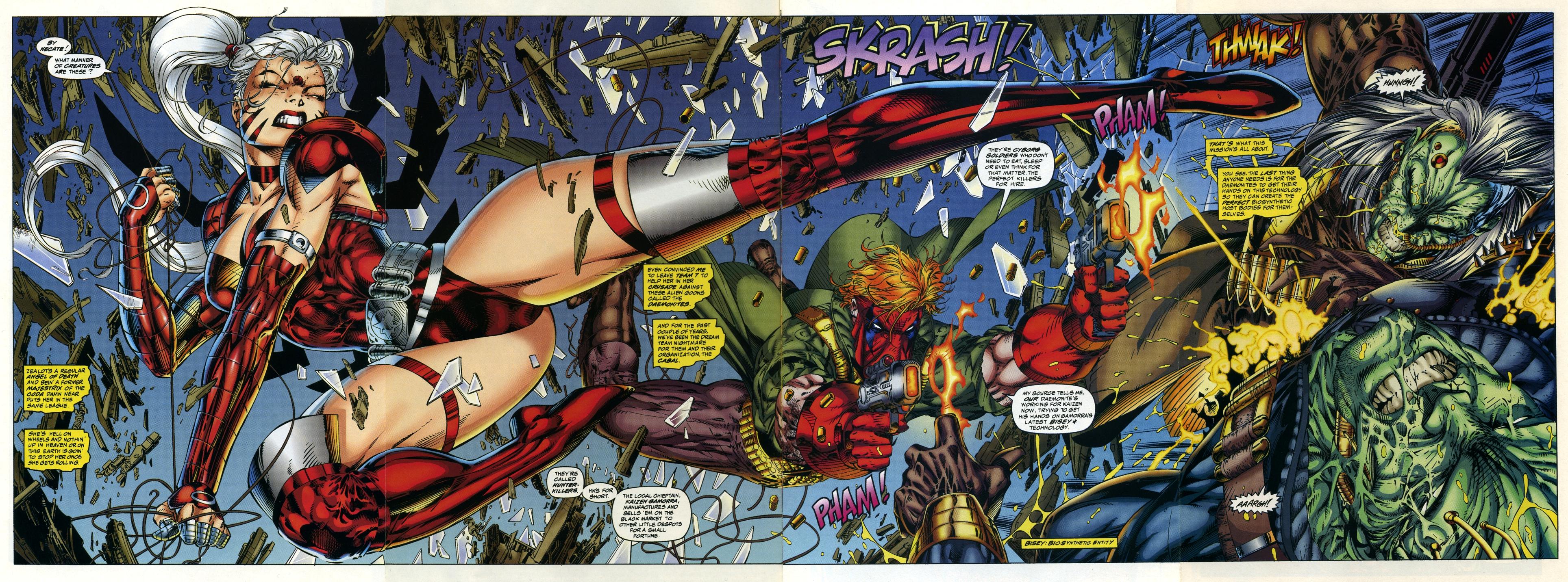 Wildcats Gallery: Jim Lee's Four Page MegaSplash Of Zealot And Grifter!. Mars Will Send No More