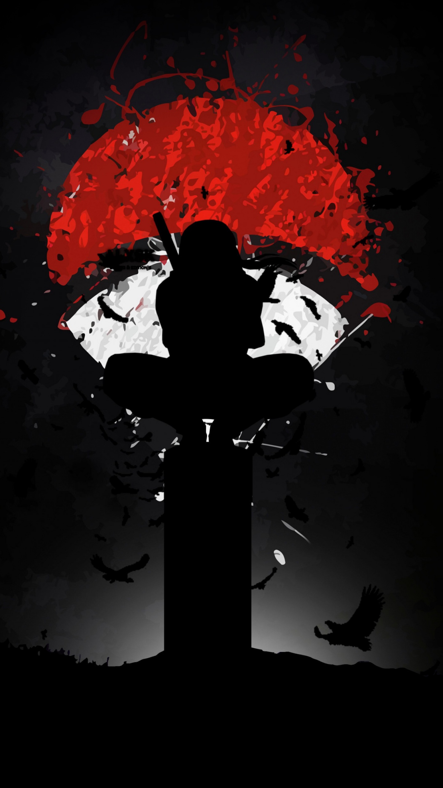 Itachi Uchiha Wallpaper 4K, Naruto, AMOLED, Black Background, Minimal Art, Black Dark