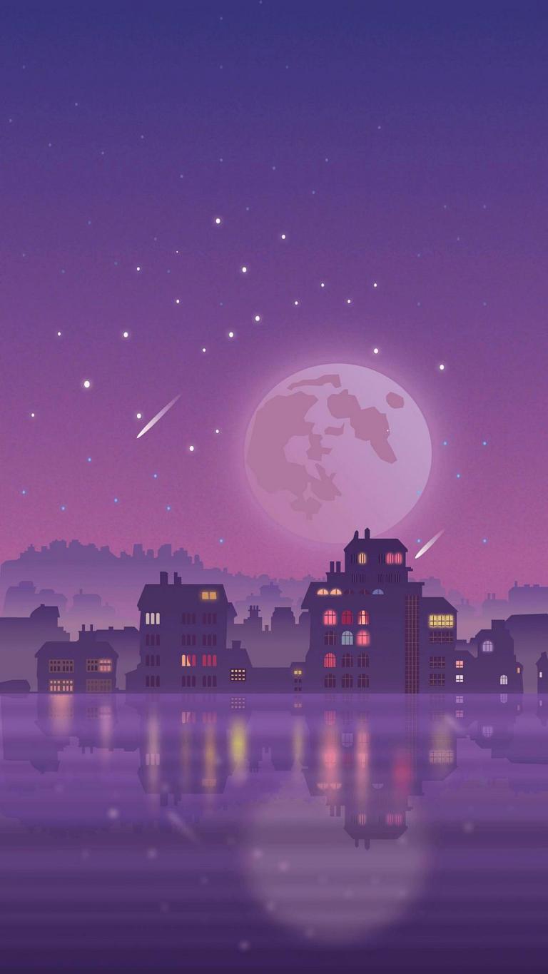 Aesthetic Purple Night Full HD 1080p Android Wallpaper Free