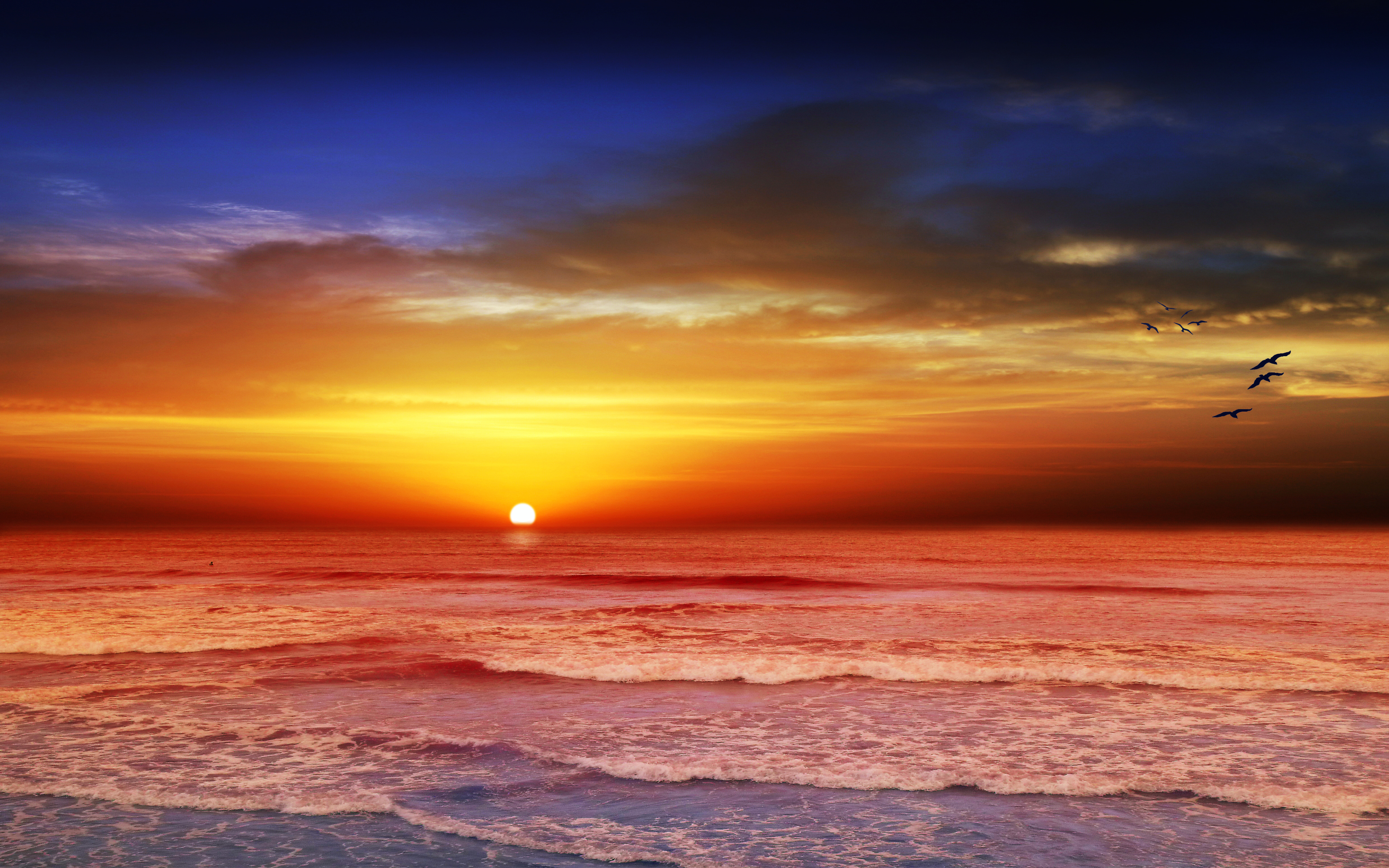 Beach Wallpaper 4K, Sunset, Seascape, Evening, Dusk, Ocean, Nature