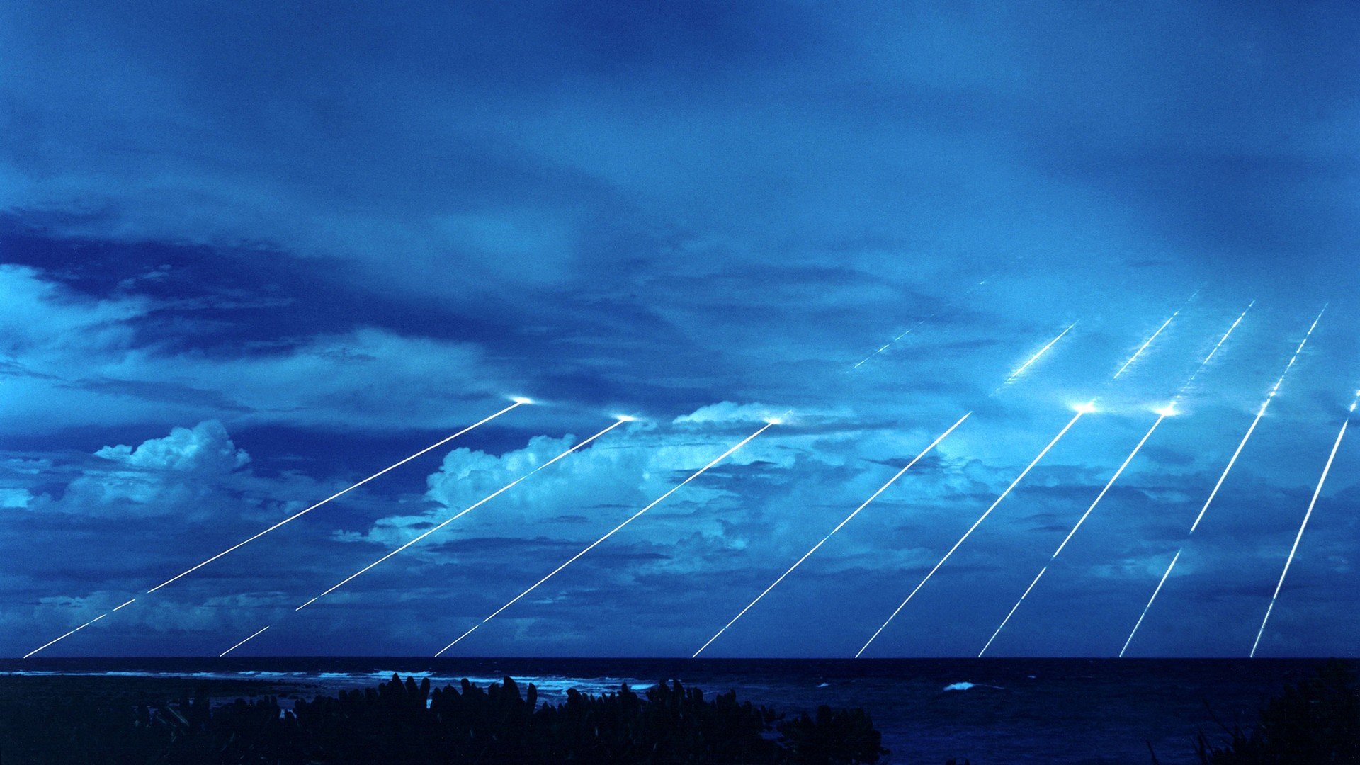 clouds, Sea, Missiles, Lights, Blue, Marshall Islands, ICBM, Military HD Wallpaper / Desktop and Mobile Image & Photo