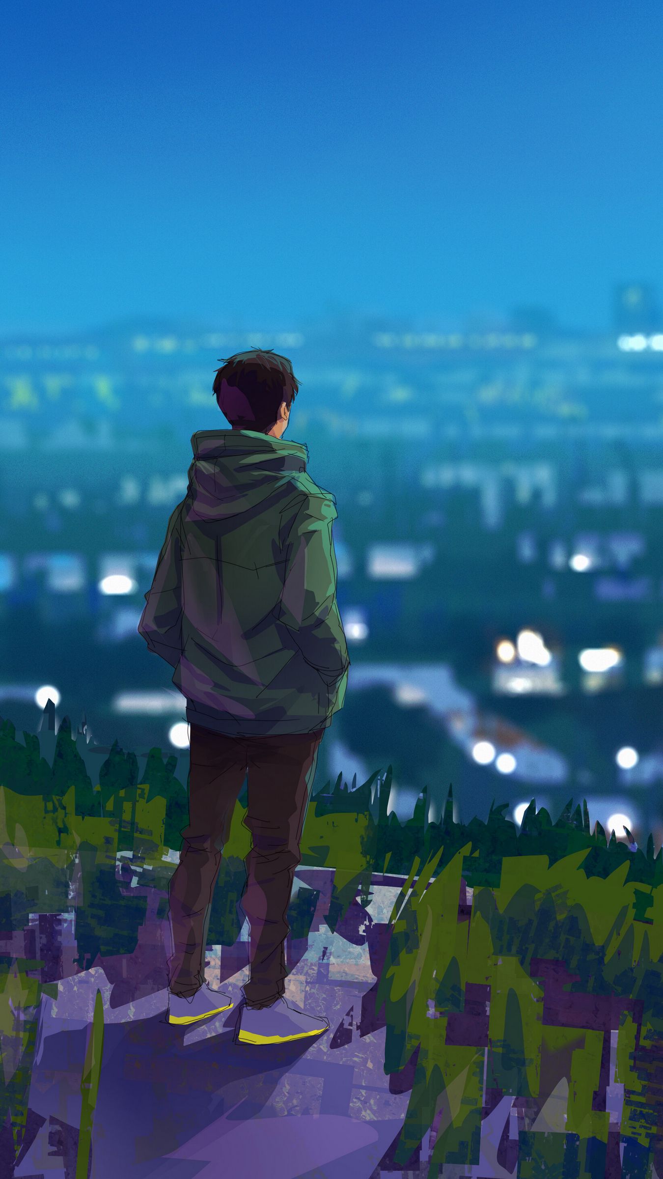 Download wallpaper 1350x2400 man, lonely, alone, sad, art iphone 8+/7+/6s+/for parallax HD background