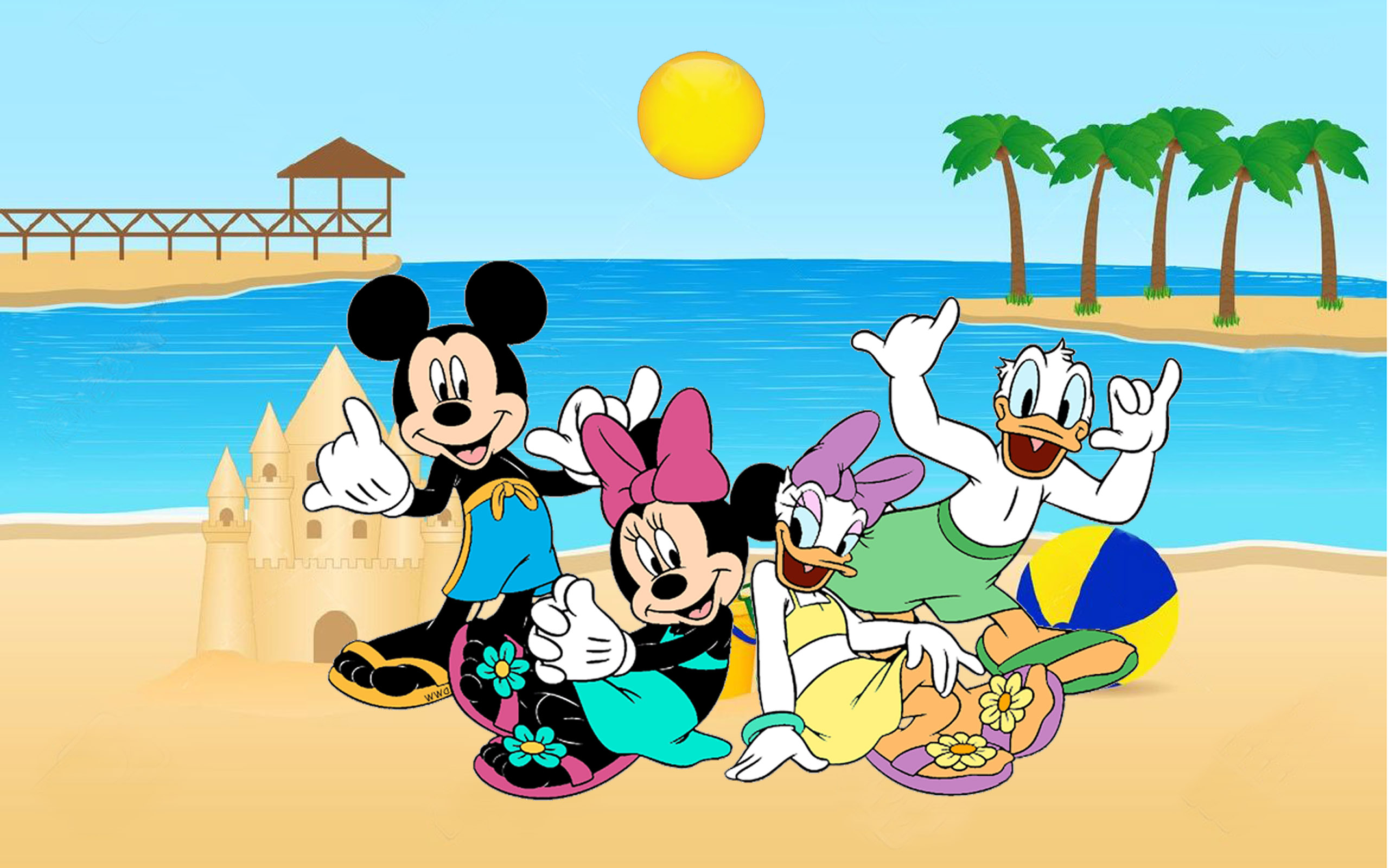 Free download Holiday Along With The Heroes Of Disney Mickey Minnie Donald And [2560x1600] for your Desktop, Mobile & Tablet. Explore Mickey Mouse On The Beach Wallpaper