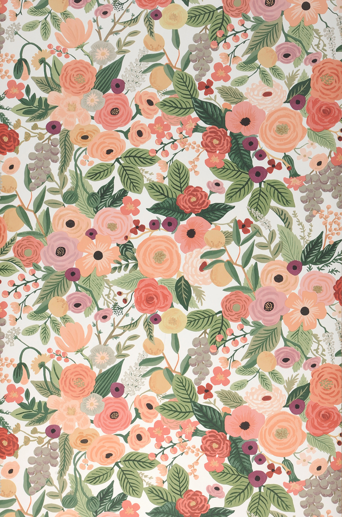 Wallpaper Garden Party salmon red