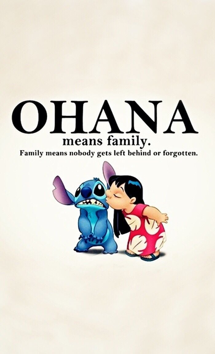 Disney Stitch Ohana Quote Wallpaper