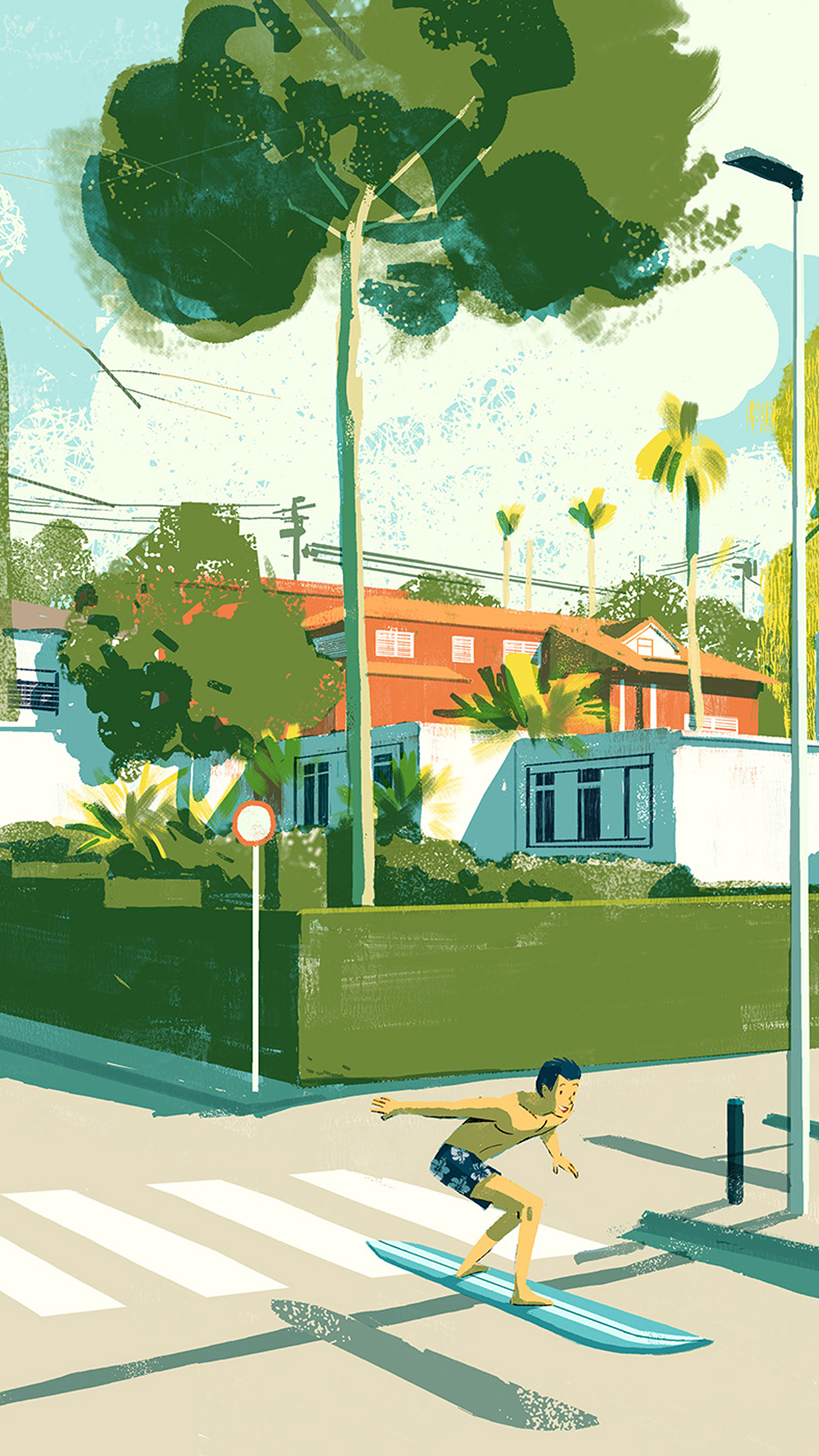 iPhone X wallpaper. art summer anime drawing green