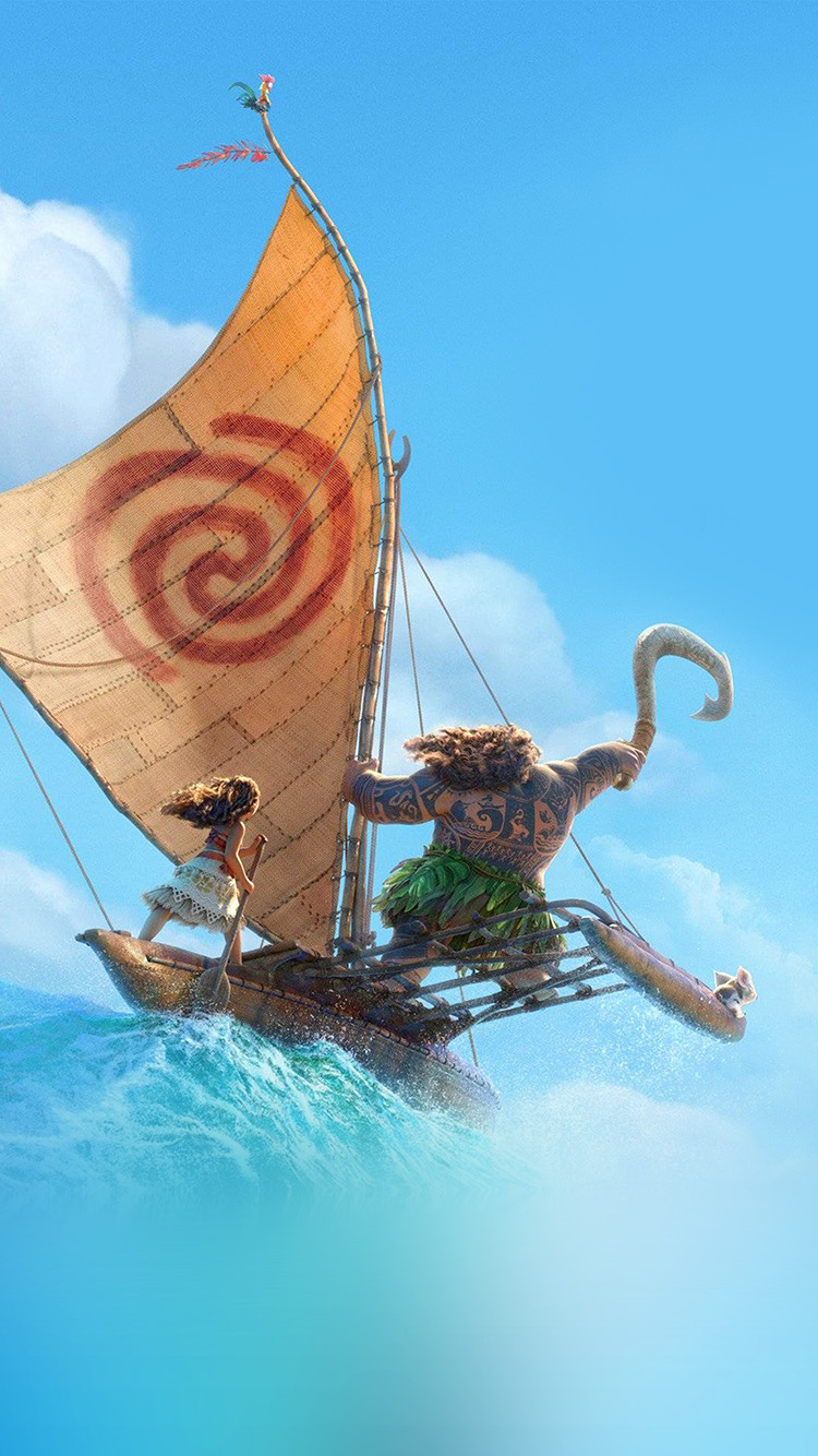 iPhone X wallpaper. surf moana disney film anime summer sea illustration art