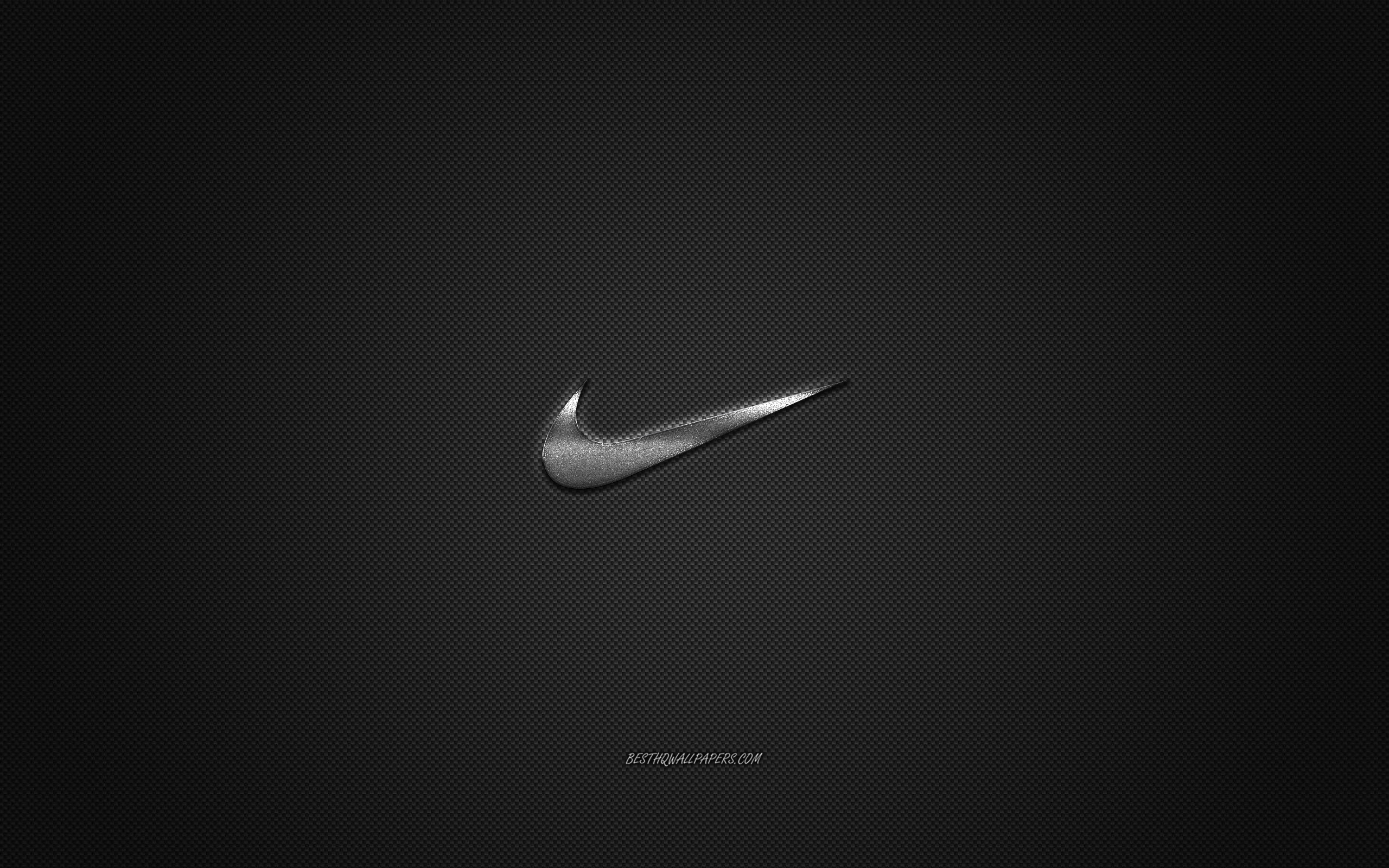 Download wallpaper Nike logo, metal emblem, apparel brand, black carbon texture, global apparel brands, Nike, fashion concept, Nike emblem, Just do it for desktop with resolution 2560x1600. High Quality HD picture wallpaper