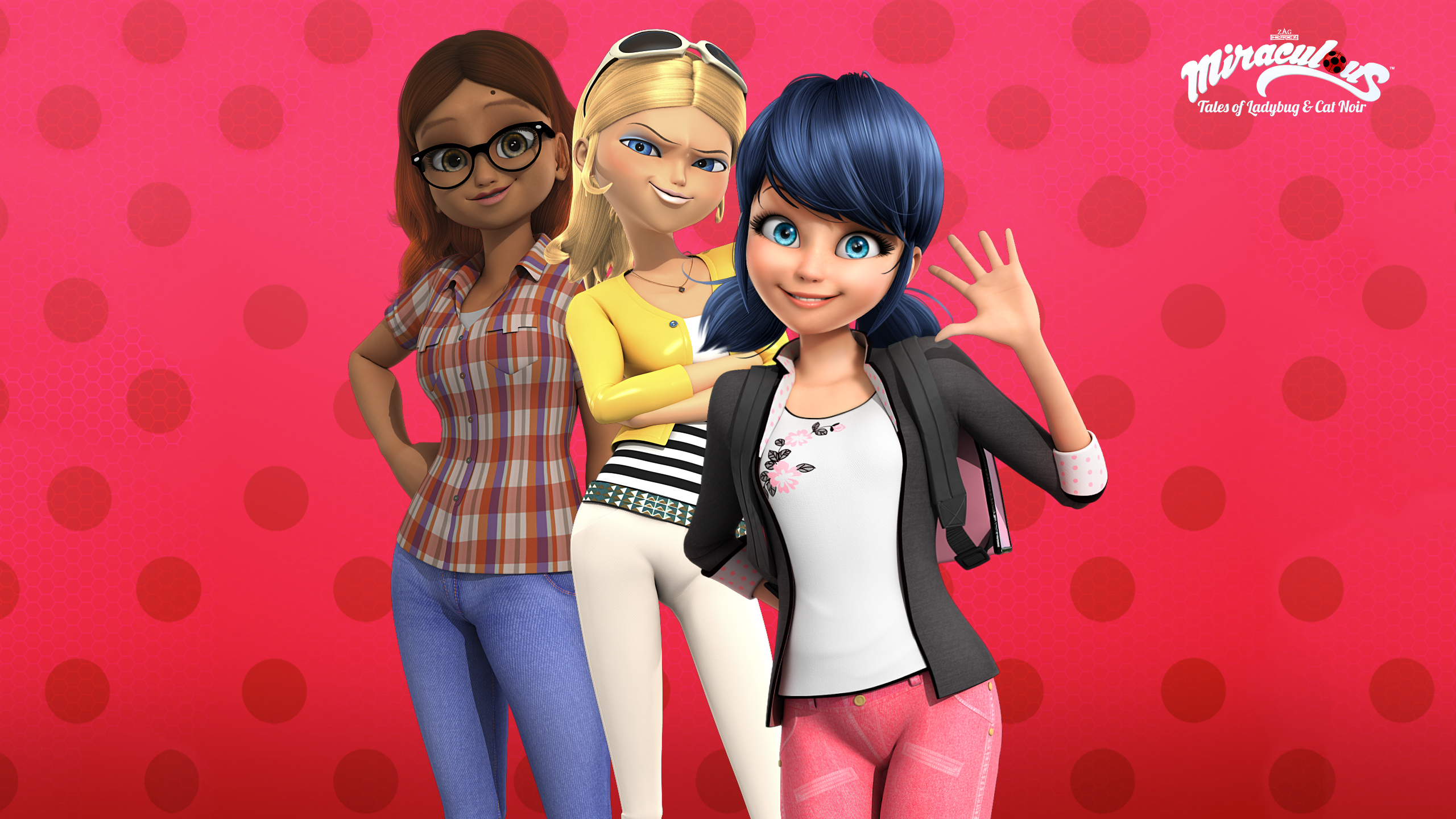 Download Marinette And Miraculous Ladybug Characters Wallpaper