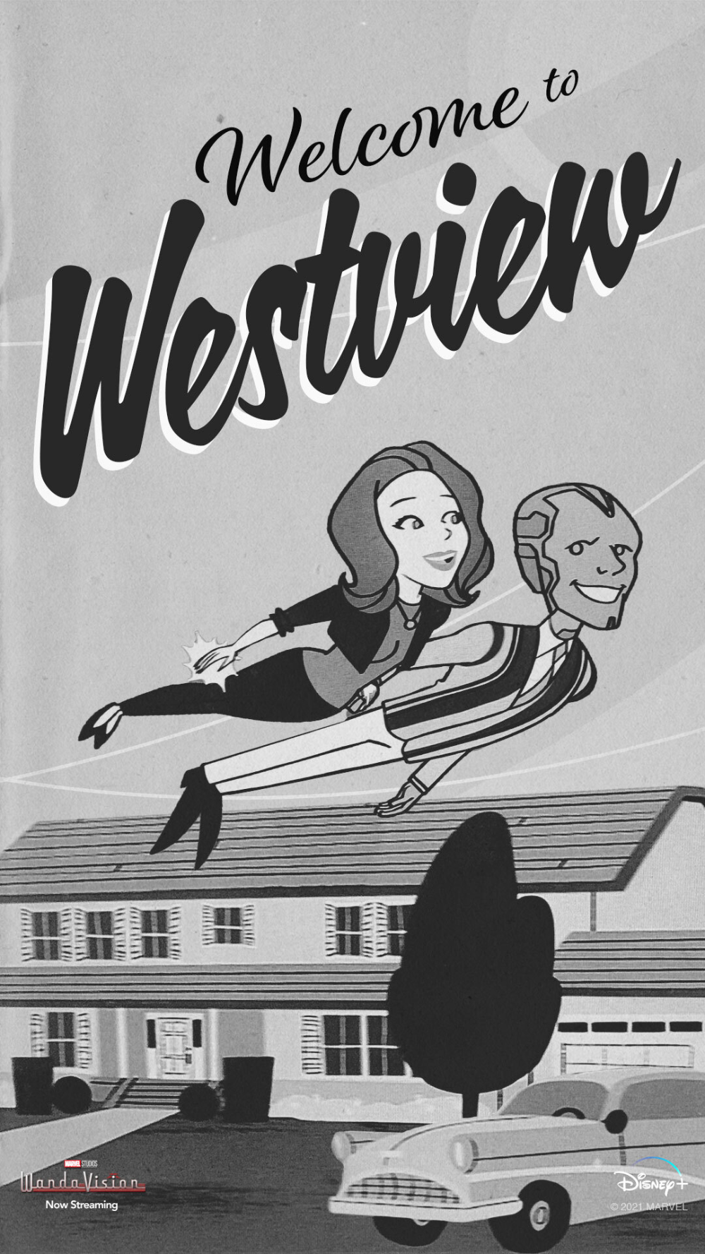 Wandavision Monochrome Poster Wallpaper Wallpaper Popular Wandavision Monochrome Poster Wallpaper Background