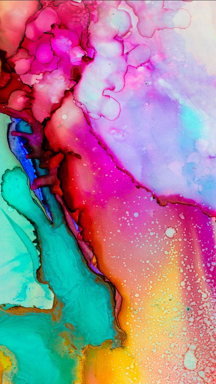 Pink Yellow Blue Bright Paint Stains HD Abstract Wallpaper