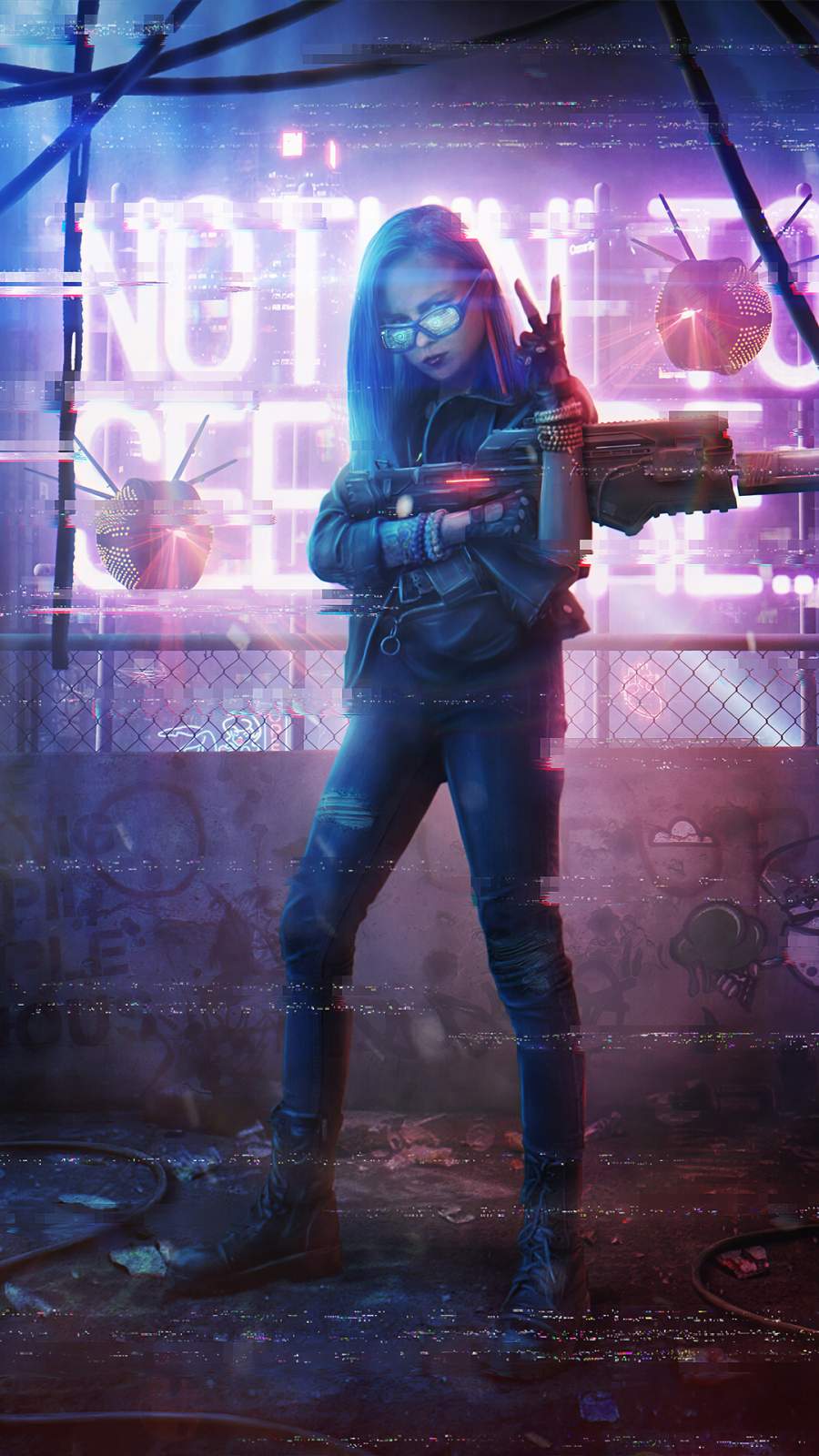Neon Girl With Gun IPhone Wallpaper Wallpaper, iPhone Wallpaper