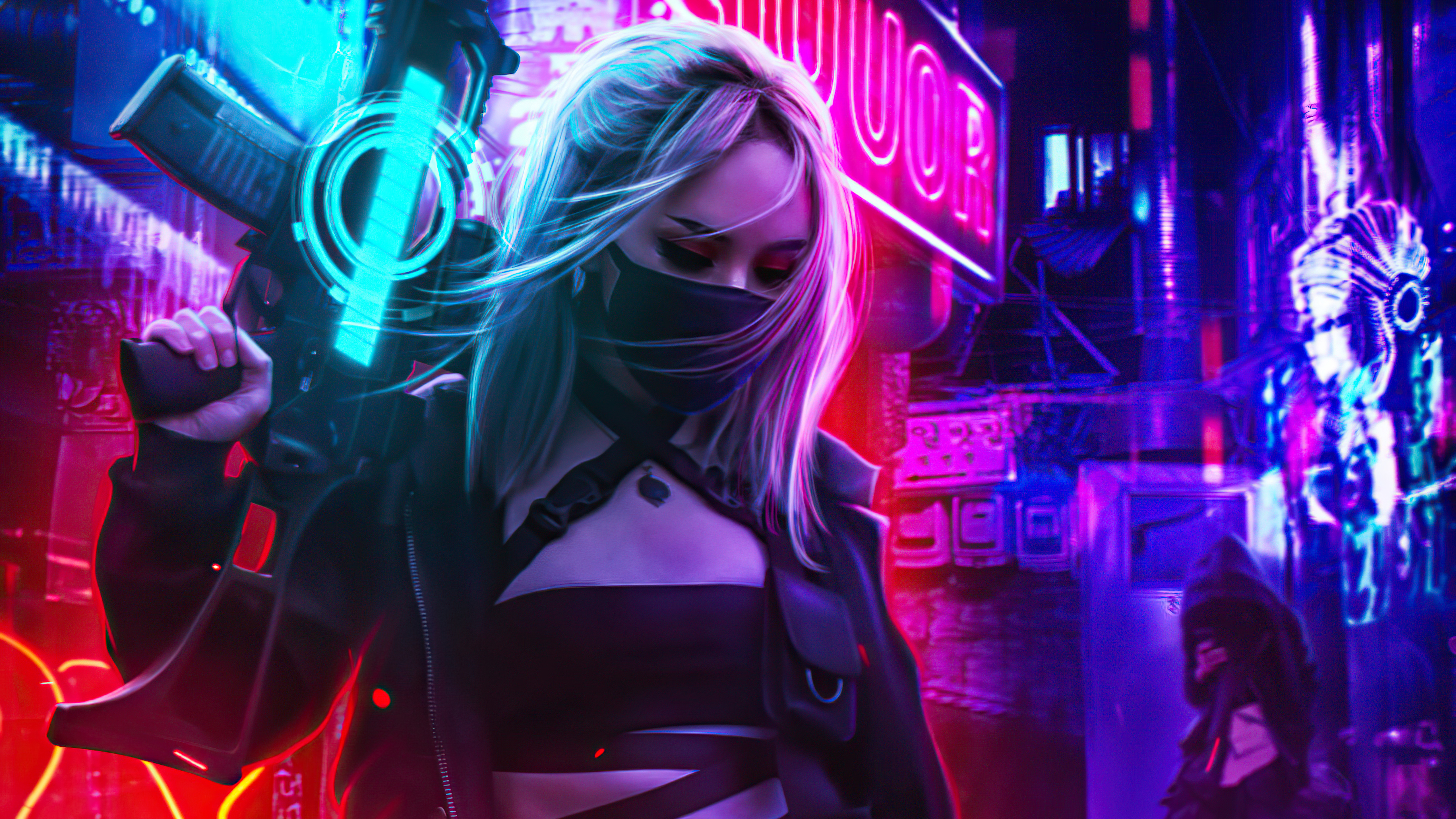 Cyberpunk Girl In Neon Mode 5k, HD Artist, 4k Wallpaper, Image, Background, Photo and Picture