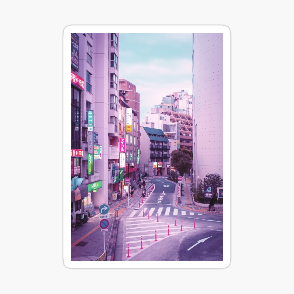 Pink City Pop Aesthetic Tokyo Japan Poster Vaporwave lofi moody vibe Photographic Print