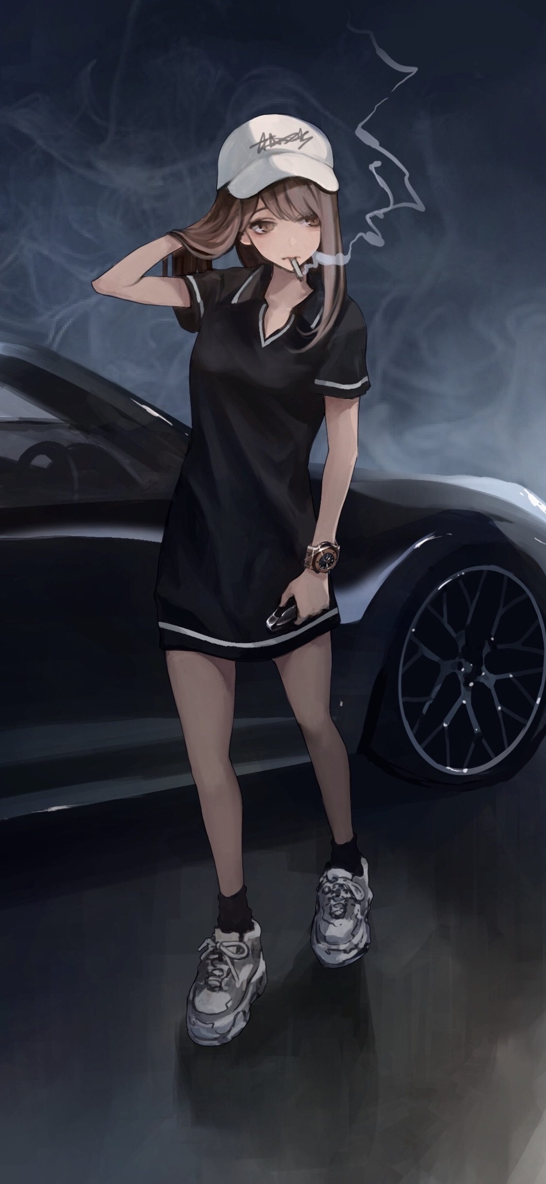 Anime Girl Porsche Smoking 4k iPhone XS, iPhone iPhone X HD 4k Wallpaper, Image, Background, Photo and Picture