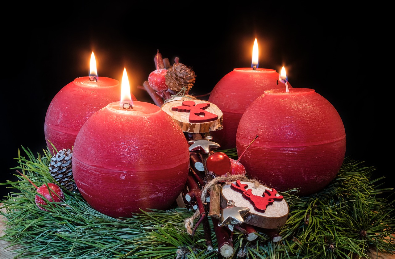 Download free photo of Advent wreath, fourth advent, advent, christmas jewelry, candles