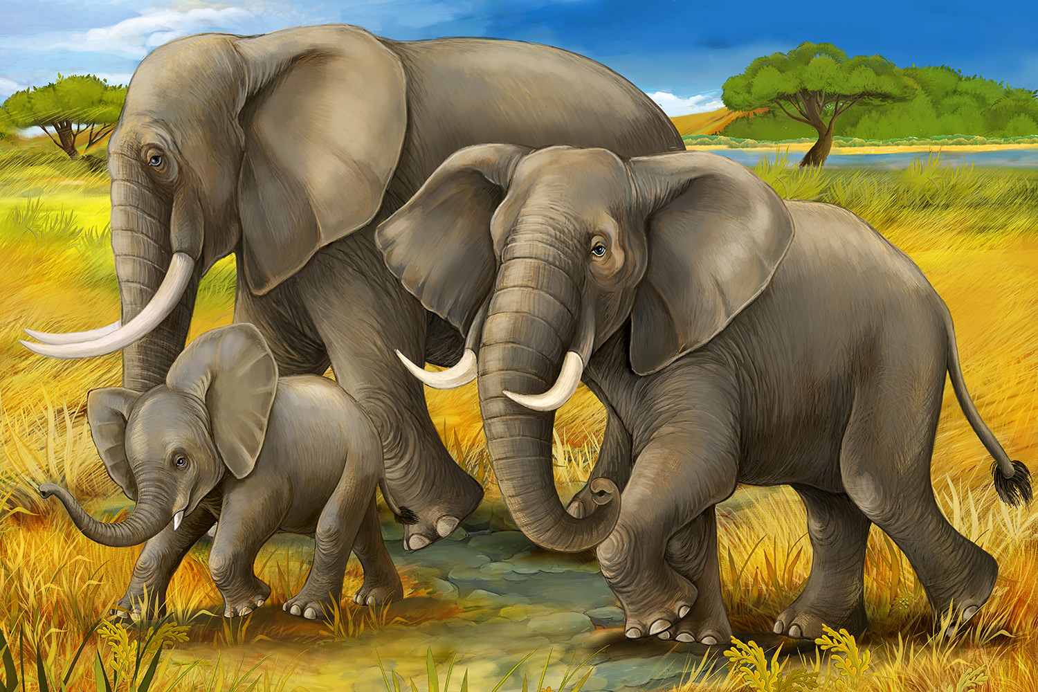 Elephant Family. Print A Wallpaper