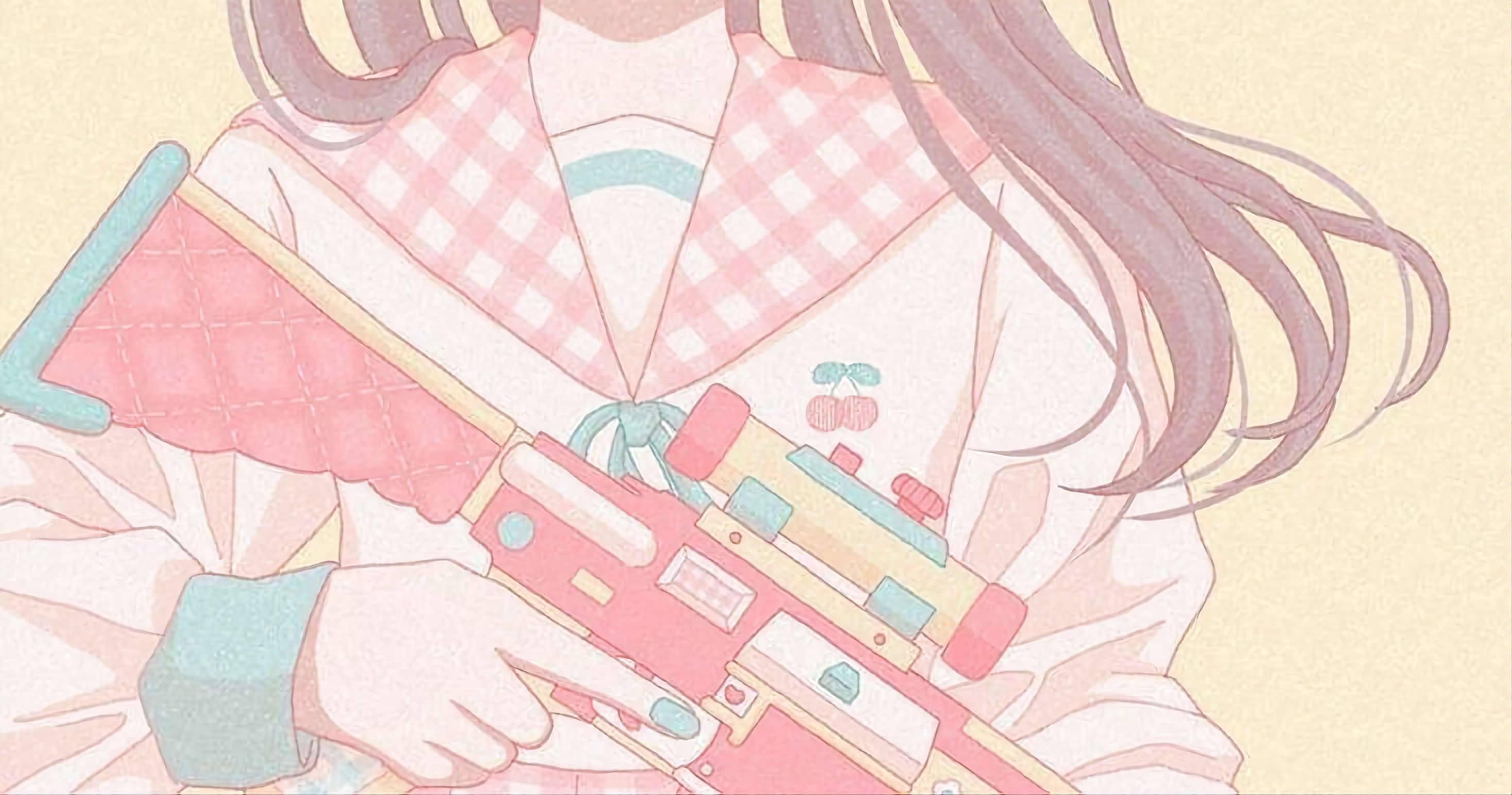Pink anime girl with a gun