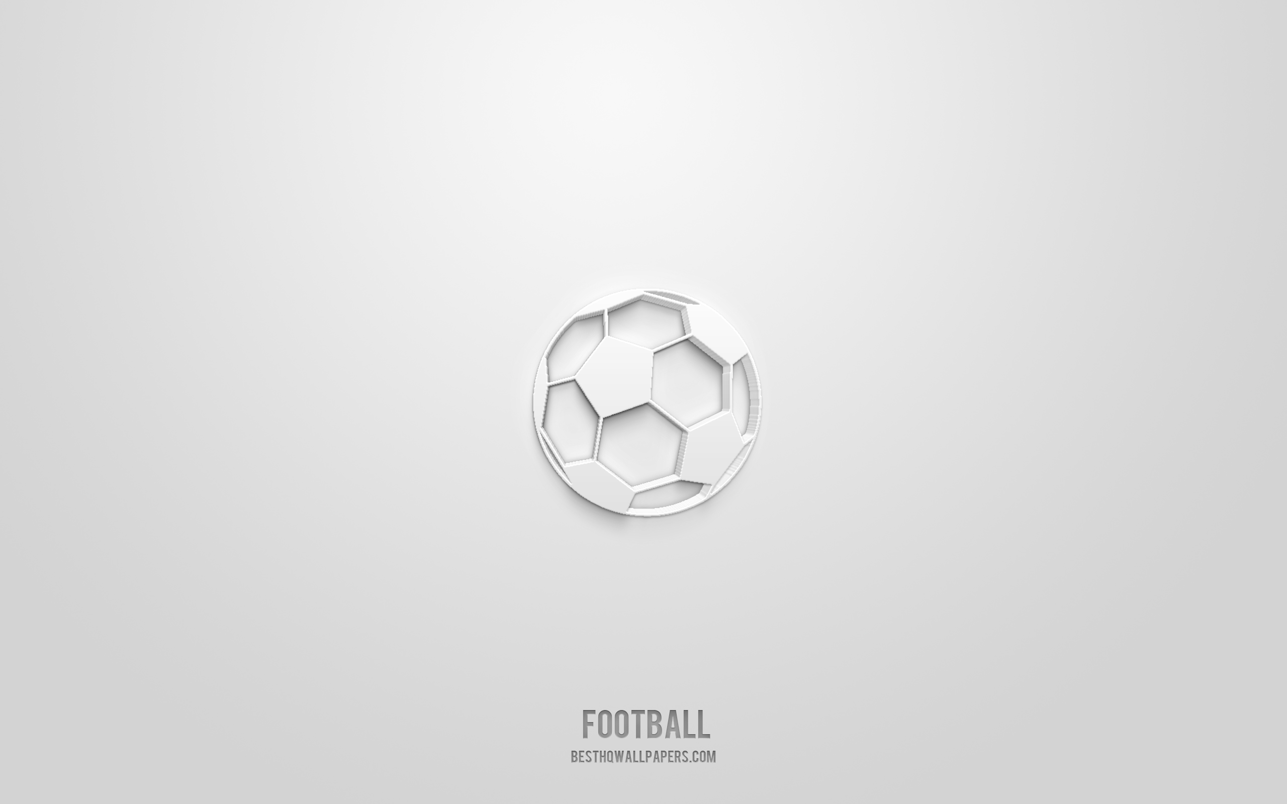 Download wallpaper football 3D icon, white background, 3D symbols, football, sport icons, 3D icons, football sign, sport 3D icons for desktop with resolution 2560x1600. High Quality HD picture wallpaper