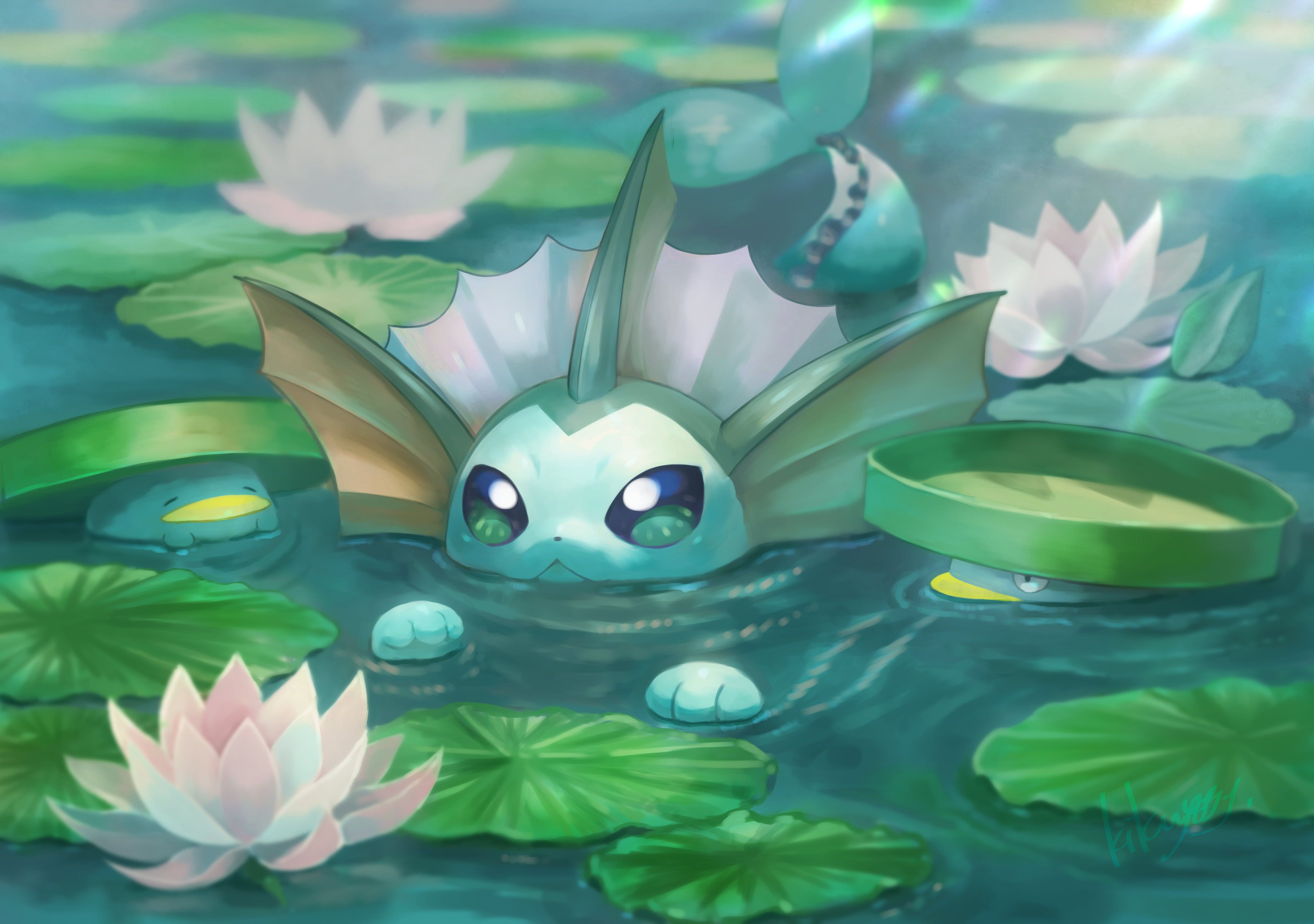 Pokémon Lotad (Pokémon) Vaporeon (Pokémon) K #wallpaper #hdwallpaper #desktop. Pokemon, Cute pokemon wallpaper, Pokemon painting
