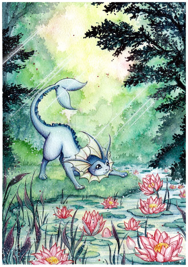 Vaporeon and the water lilies by LizTheFox. Cute pokemon wallpaper, Pokemon eeveelutions, Pokemon eevee evolutions