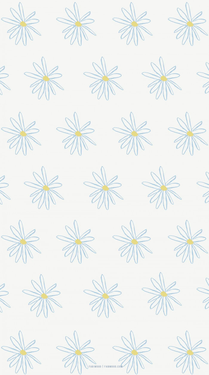 Cute Spring Wallpaper for Phone & iPhone, Daisy on Light Blue Background