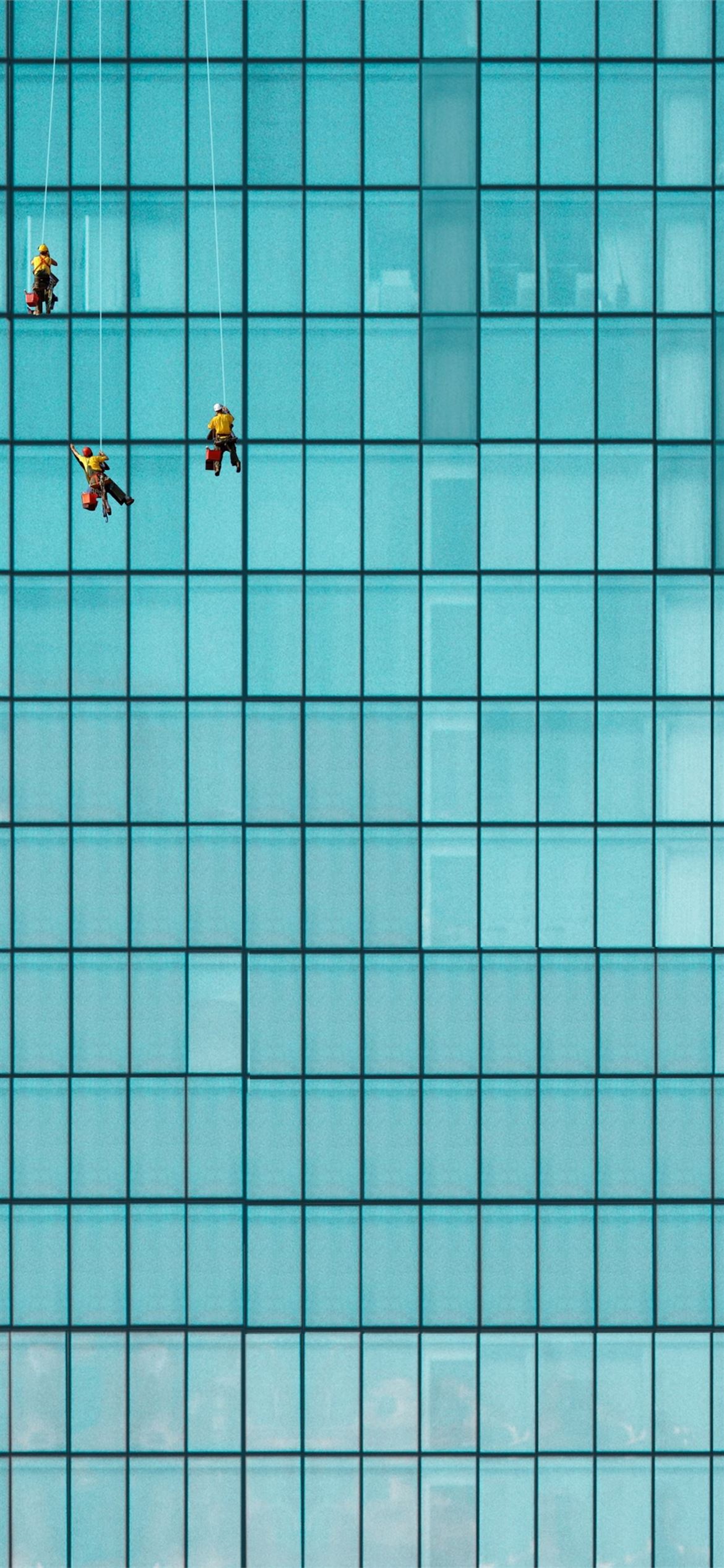 three men cleaning windows iPhone 12 Wallpaper Free Download