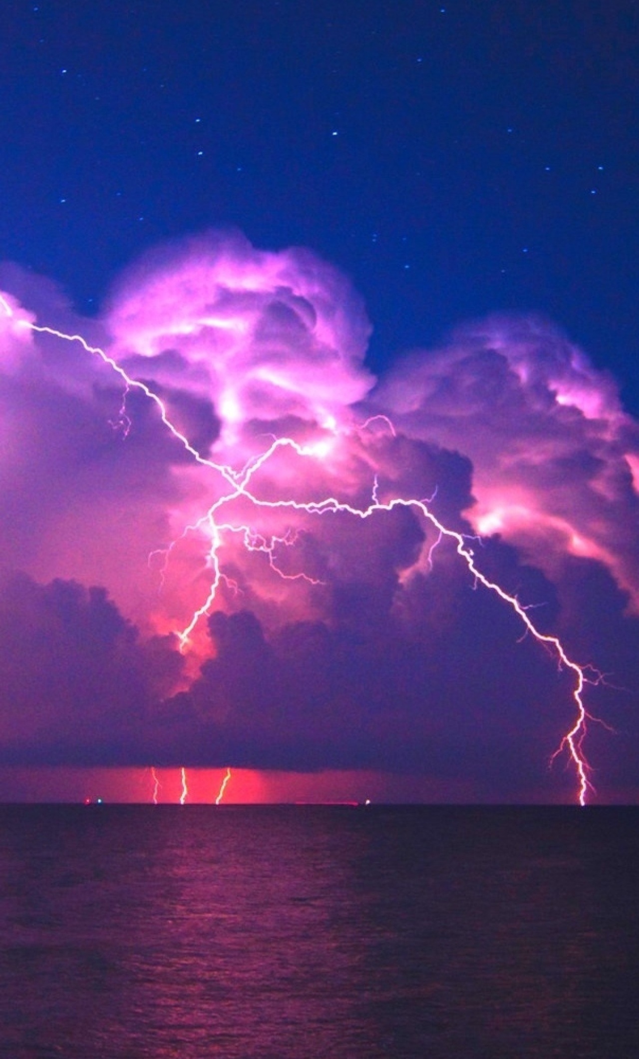 Lightning Pink Sky 4k iPhone HD 4k Wallpaper, Image, Background, Photo and Picture