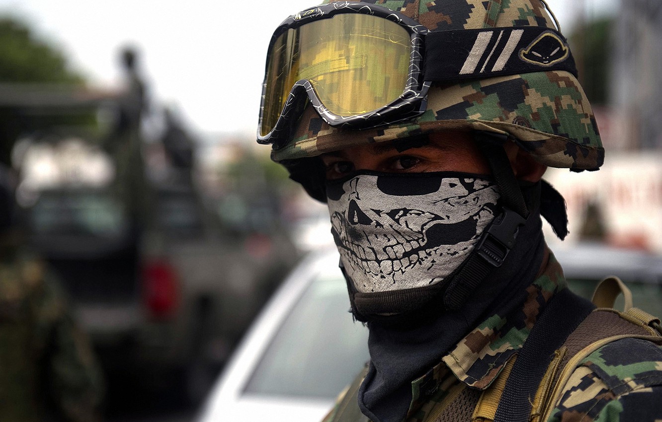 Wallpaper macro, war, skull, mask, Mexico, bandana, uniform, addicts image for desktop, section мужчины