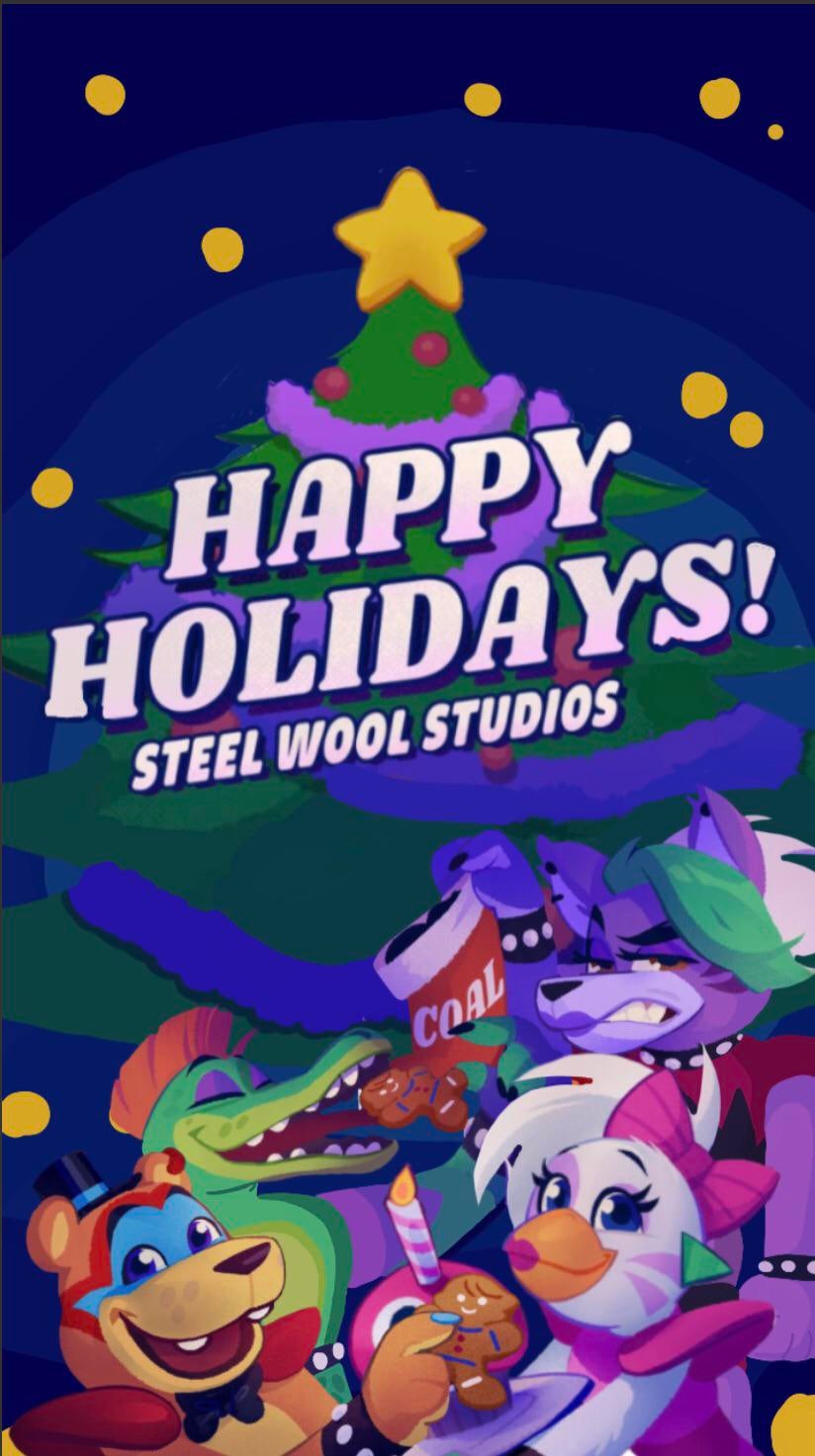 I made a long version of the Security Breach Christmas poster for your phone wallpaper!