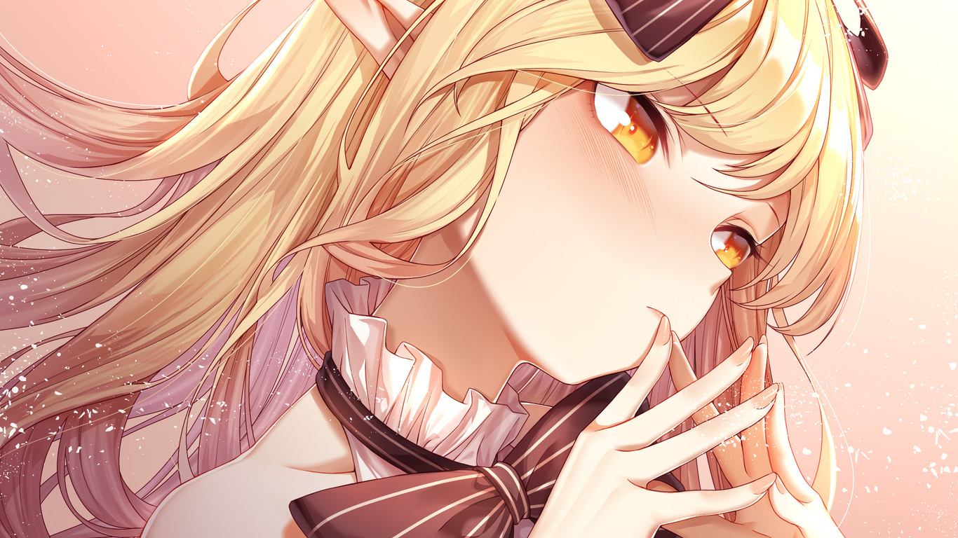 Yellow Eyes Long Hair Anime Girl 1366x768 Resolution HD 4k Wallpaper, Image, Background, Photo and Picture