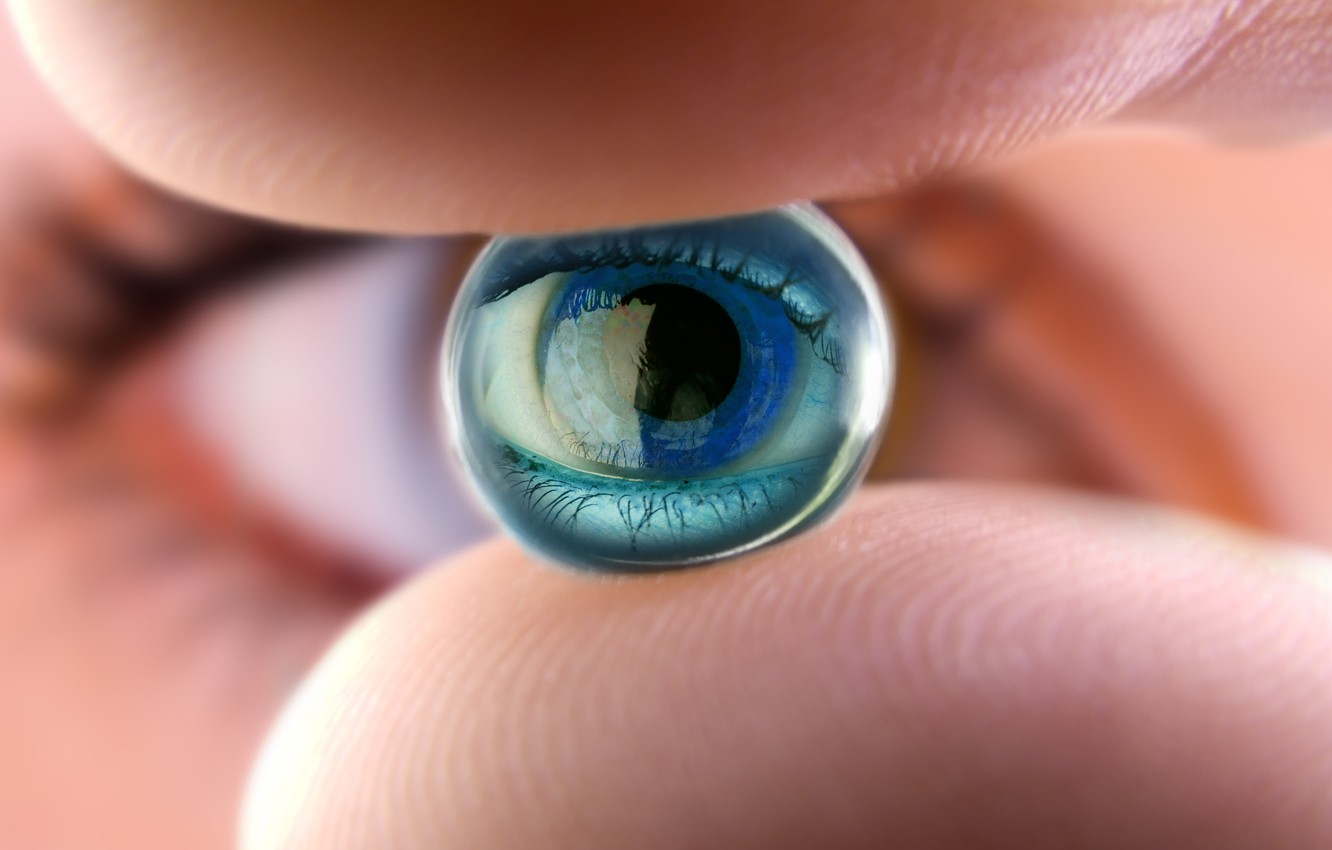 Wallpaper eye, fingers, ocular lens image for desktop, section макро