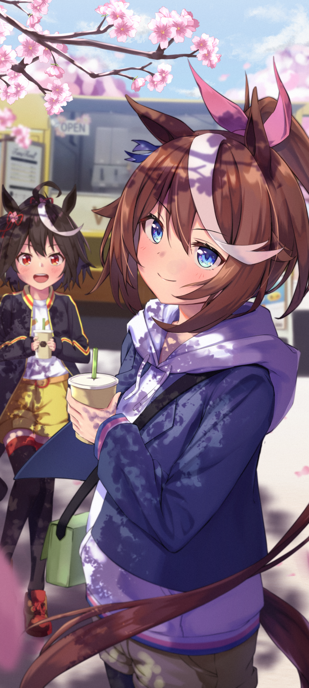 Download 1080x2400 Tokai Teio, Ume Musume, Kitasan Black, Sakura Blossom Wallpaper for Samsung Galaxy Note 20 & S20 FE, Xiaomi Mi 10T Pro, Poco F2 Pro