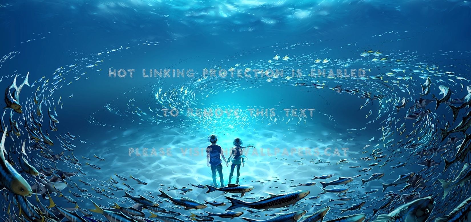 deep sea swimming anime couple magic fish