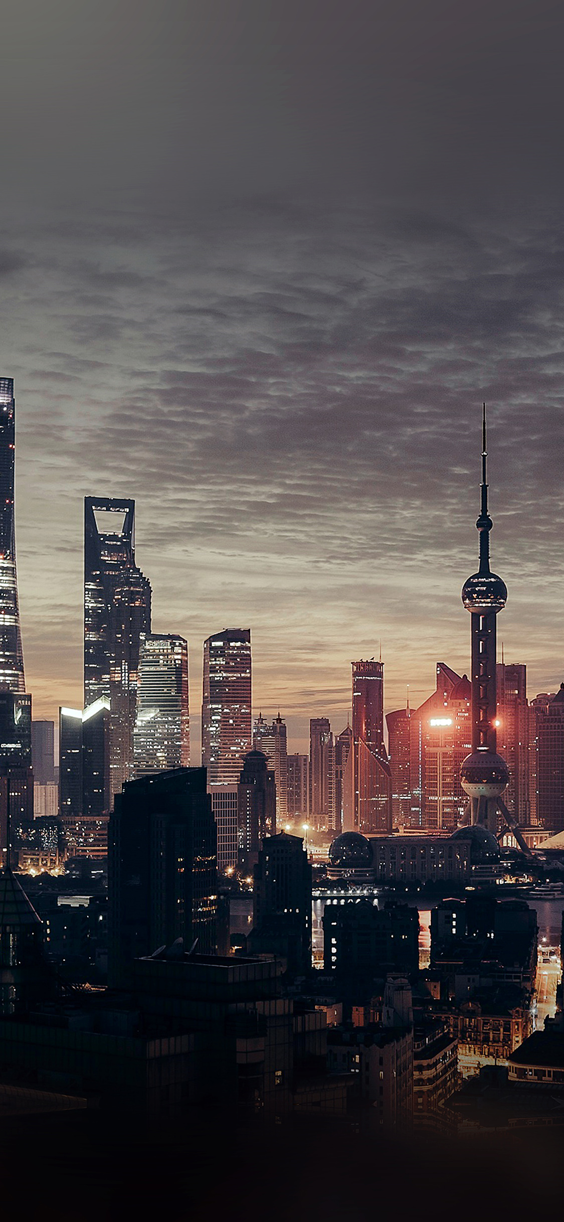 iPhone X wallpaper. city shanghai night building skyline sunset