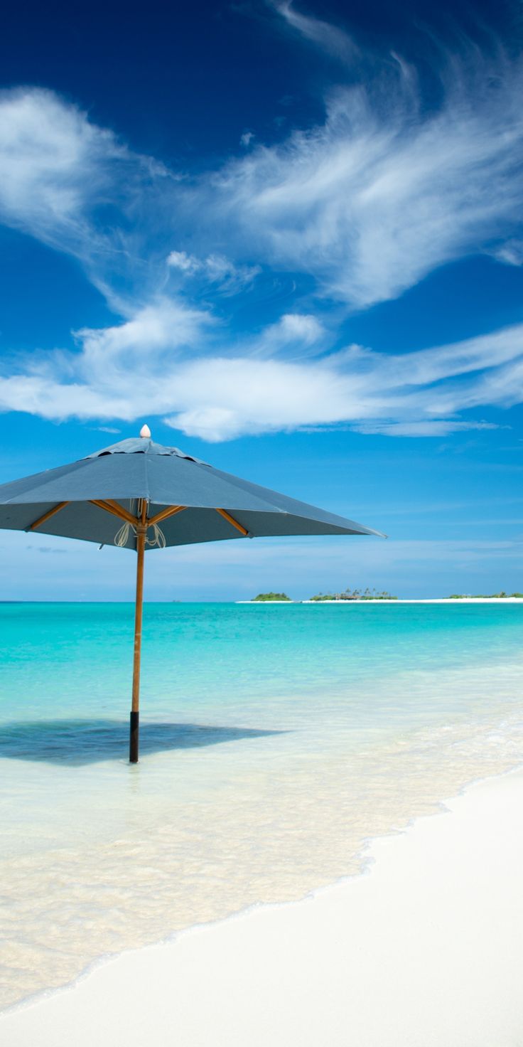 Umbrella, beach, tropical island